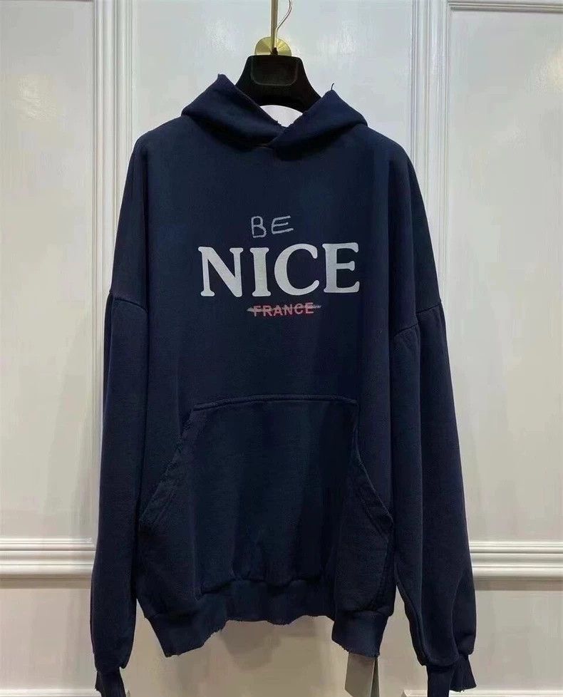 Balenciaga Balenciaga Make old worn-out dark blue hooded sweaters wit Size US L / EU 52-54 / 3 - 1 Thumbnail