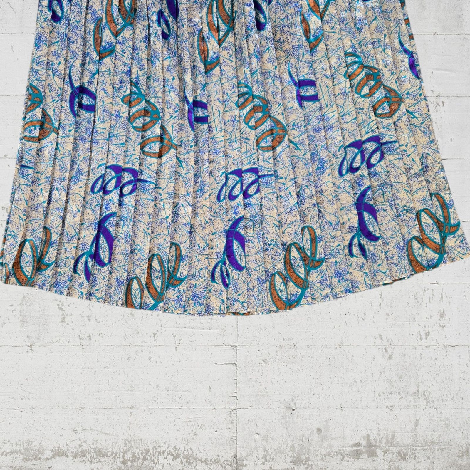 Vintage 70s Cream Blue Metallic USA Made Skirt Set Size 14 Size 36" / US 14 / IT 50 - 12 Thumbnail