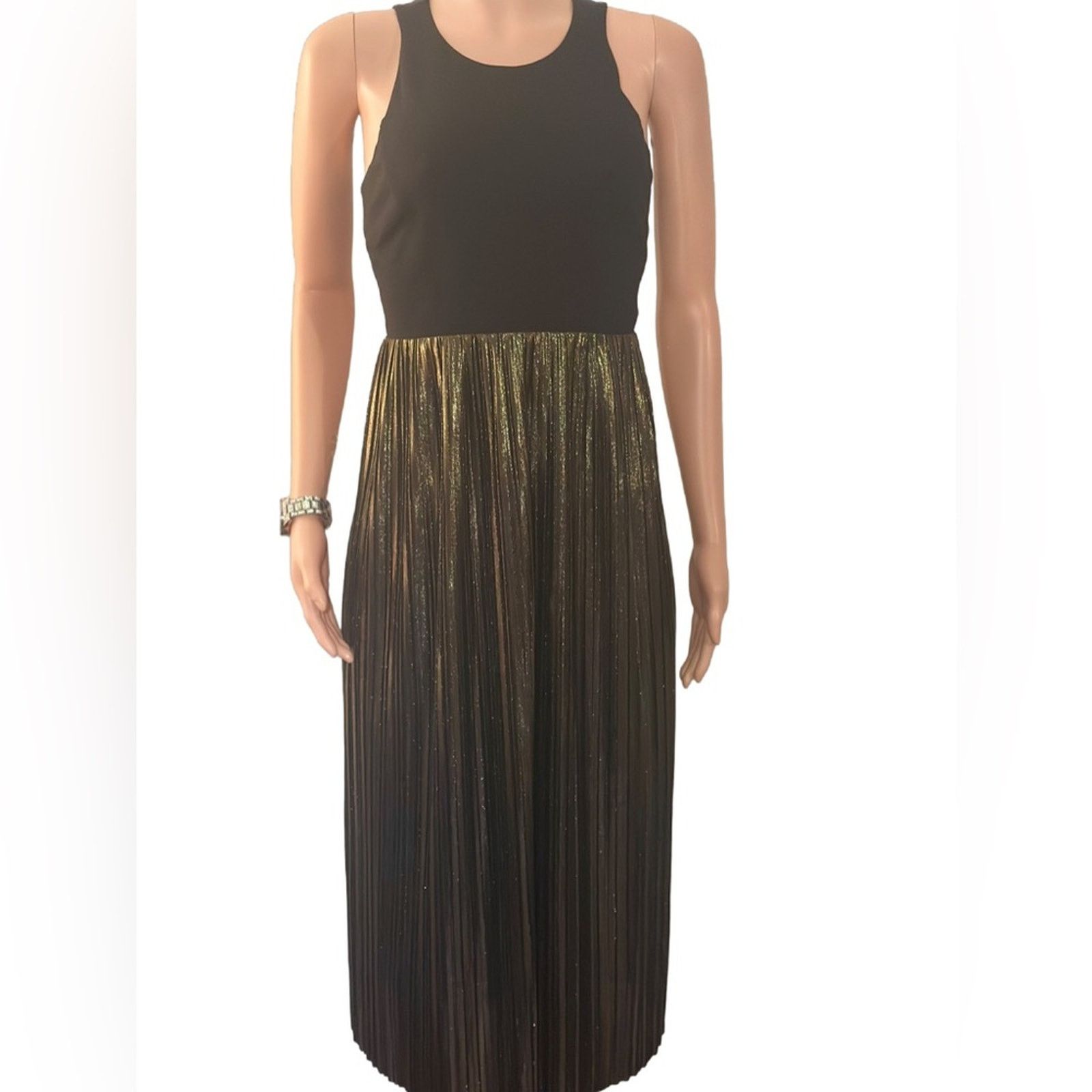 Gap Gap Black & Gold Sleeveless Knit Pleated Skirt Dress Size S / US 4 / IT 40 - 2 Thumbnail