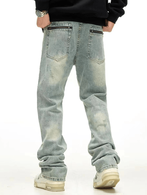 Japanese Brand Simple washed distressed loose straight jeans Size US 32 / EU 48 - 3 Thumbnail