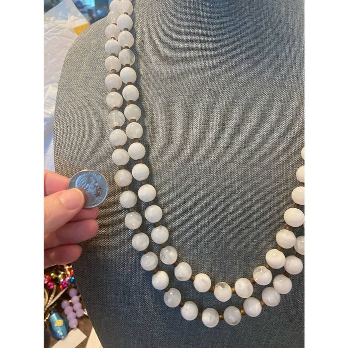 Generic Super long white bead necklace Grailed