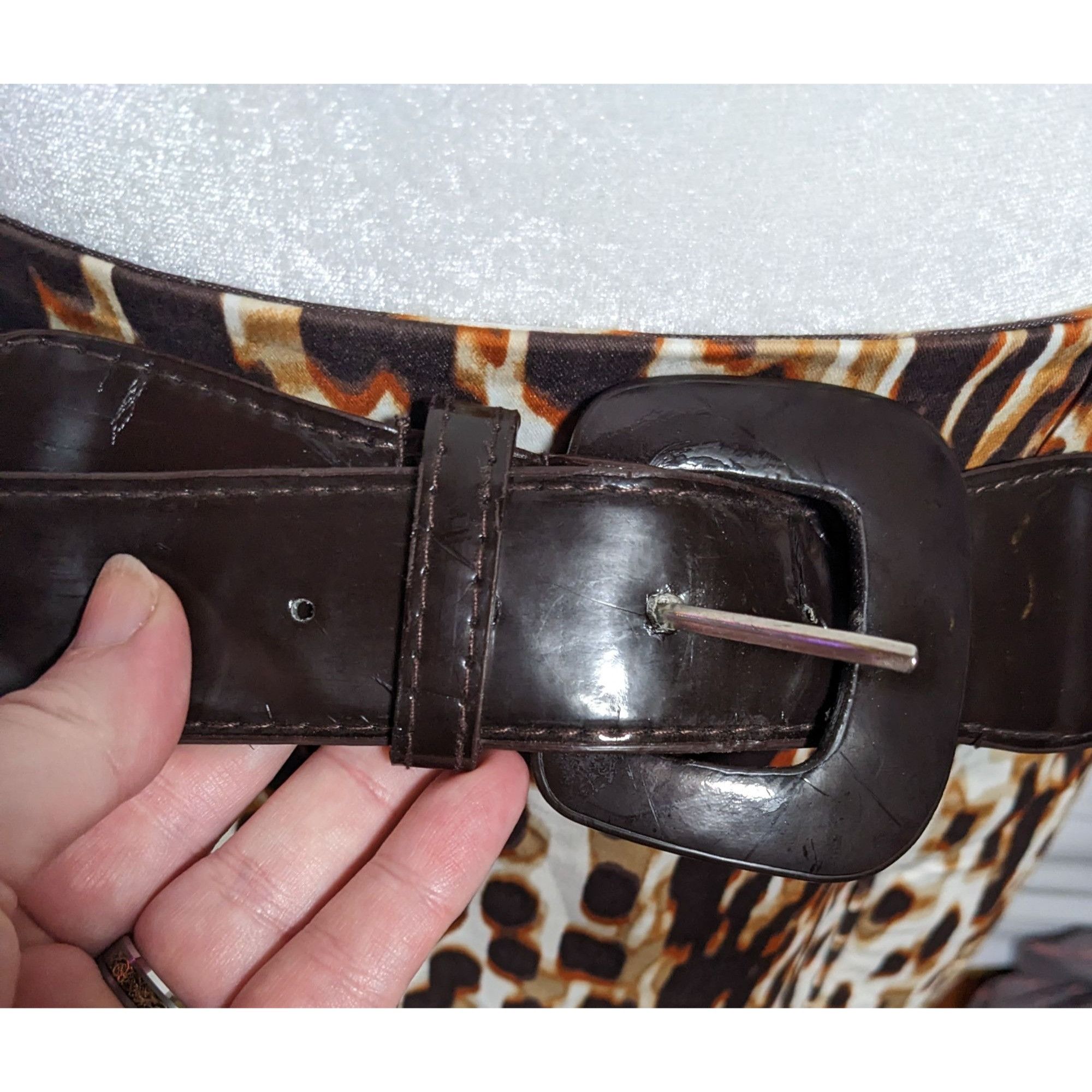 Worthington Worthington Brown Abstract Animal Print Knee Length Skirt Wi Size 34" / US 12 / IT 48 - 4 Thumbnail