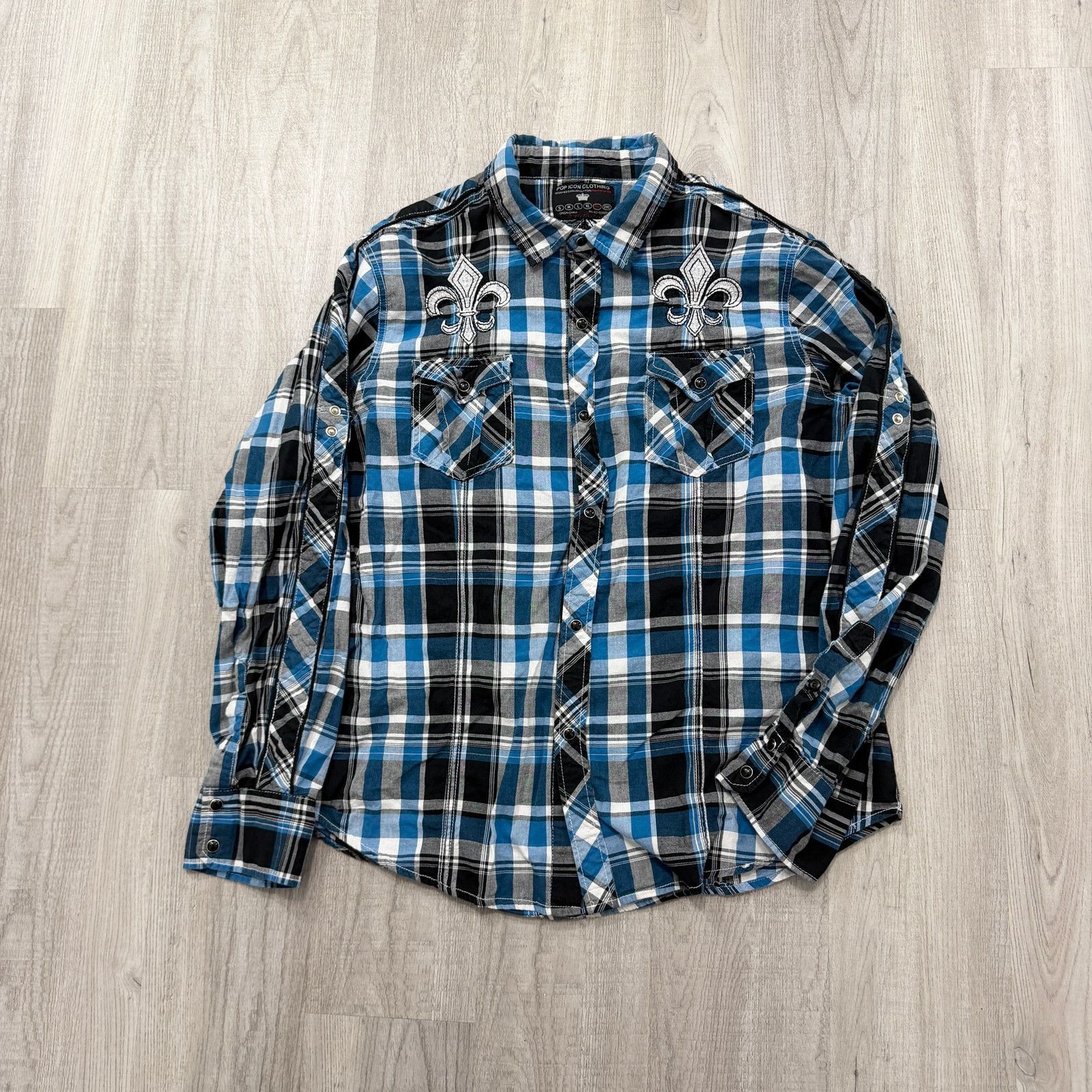 Vintage Vintage POP ICON Cyber Button Shirt Men's 2XL Blue Plaid y2k Size US XXL / EU 58 / 5 - 1 Thumbnail