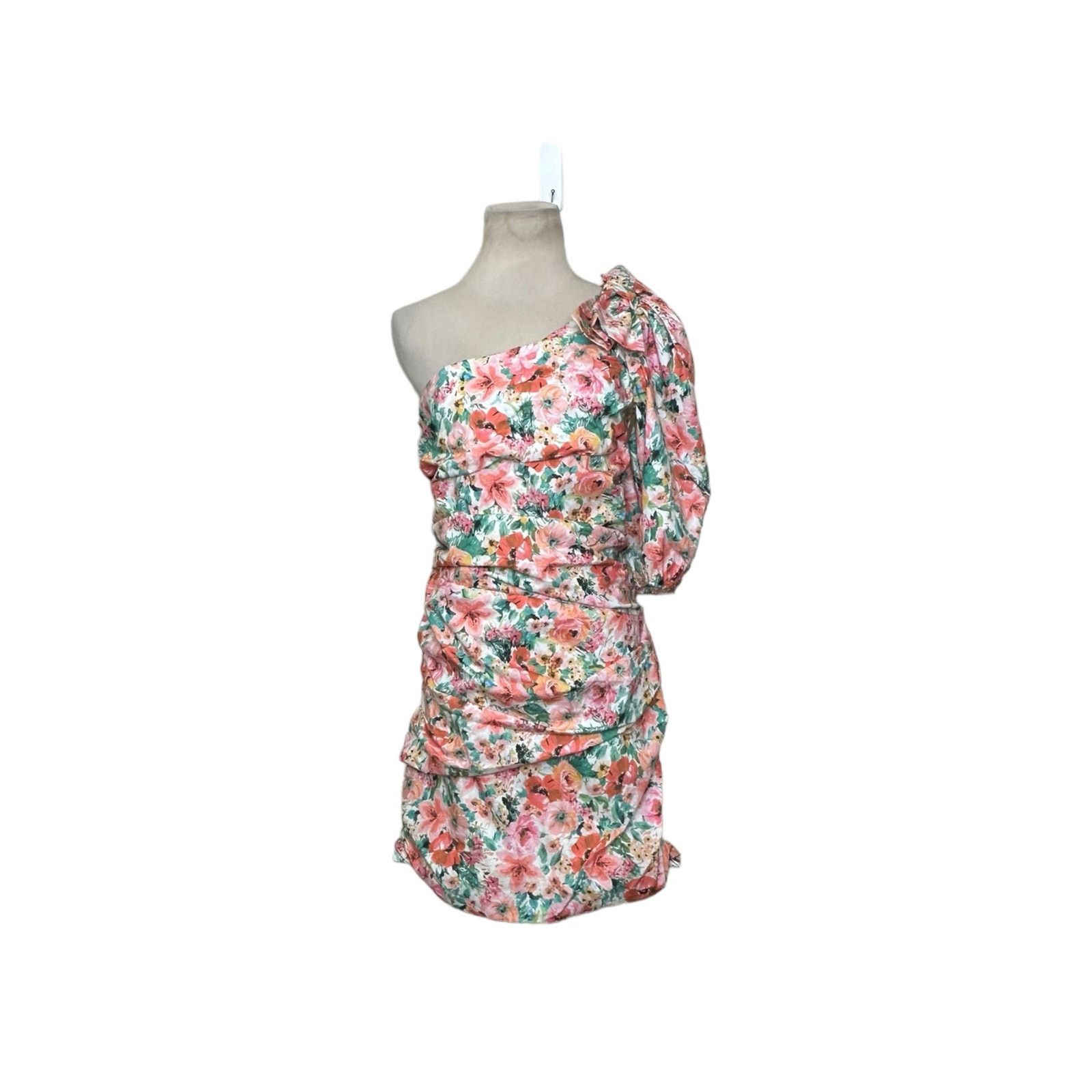 Zara Zara floral one shoulder ruched mini dress size Large Size L / US 10 / IT 46 - 16 Thumbnail