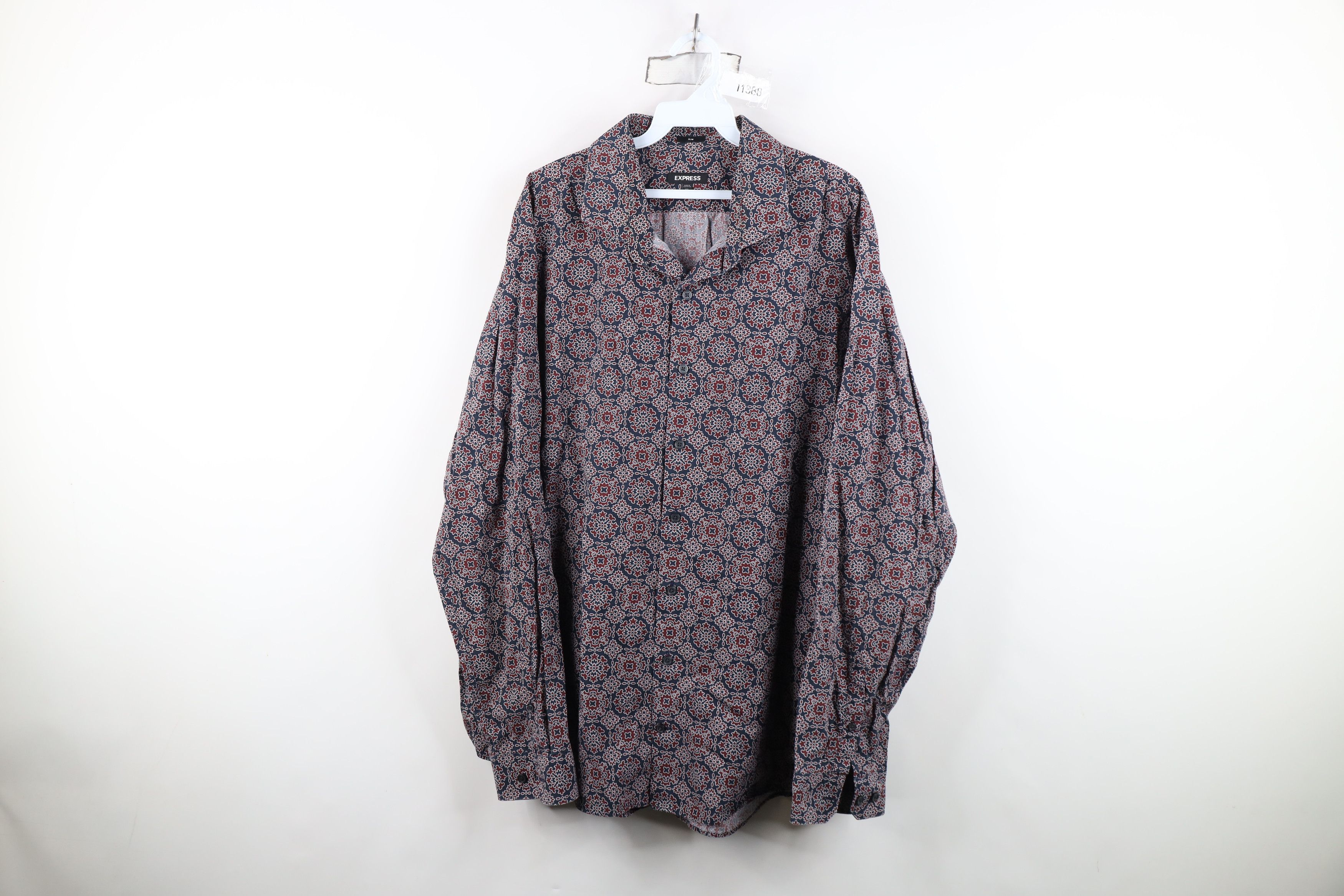 Express Express Slim Geometric Tapestry Collared Button Shirt Cotton Size US XXL / EU 58 / 5 - 1 Thumbnail