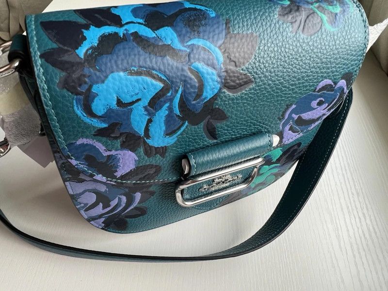 Coach NWT COACH Morgan Saddle Bag Jumbo Floral Blue Turquoise Teal Size ONE SIZE - 2 Thumbnail