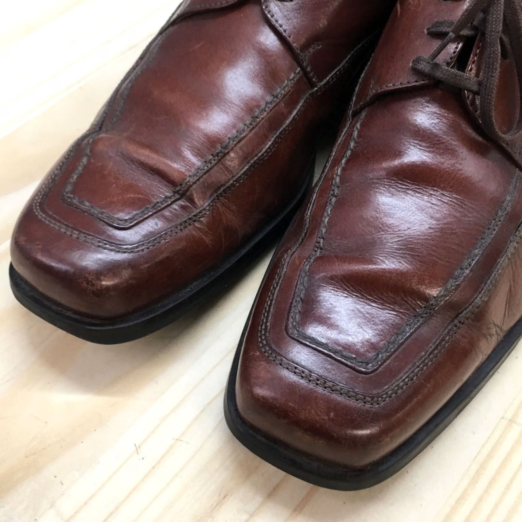 Vintage Bachrach Shoes Mens 10.5 Square Toe Oxford Casual Brown Leather Lace Up Low Top Size US M / EU 48-50 / 2 - 4 Thumbnail