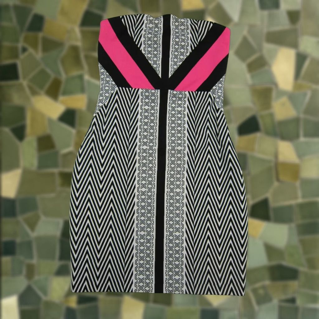 Express Express Black Pink Geometric Stretch Bodycon Sleeveless Dress Women Size 0 Size XS / US 0-2 / IT 36-38 - 1 Thumbnail