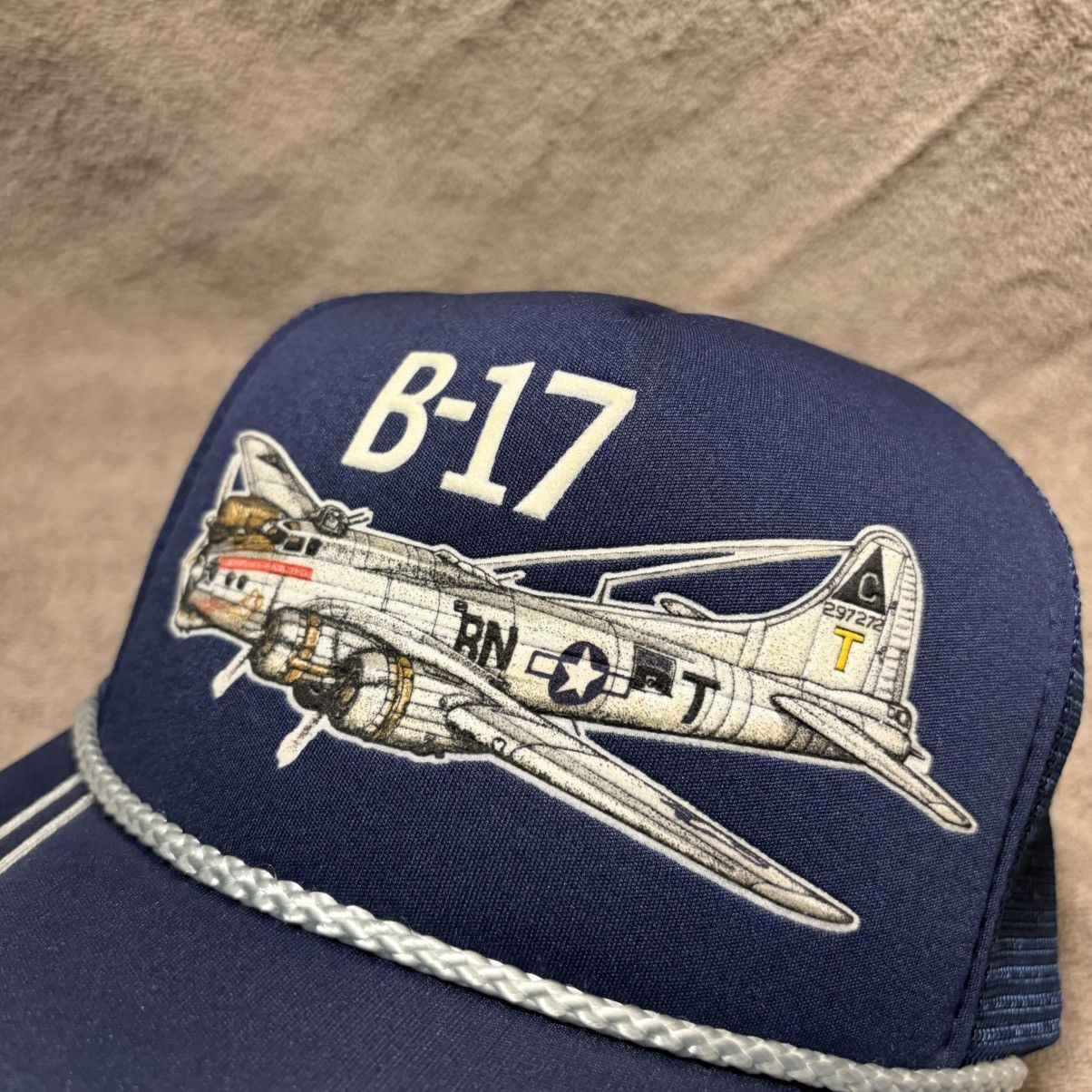 Vintage Vintage B17 Bomber SnapBack Trucker Hat Military Army 80s Size ONE SIZE - 3 Thumbnail