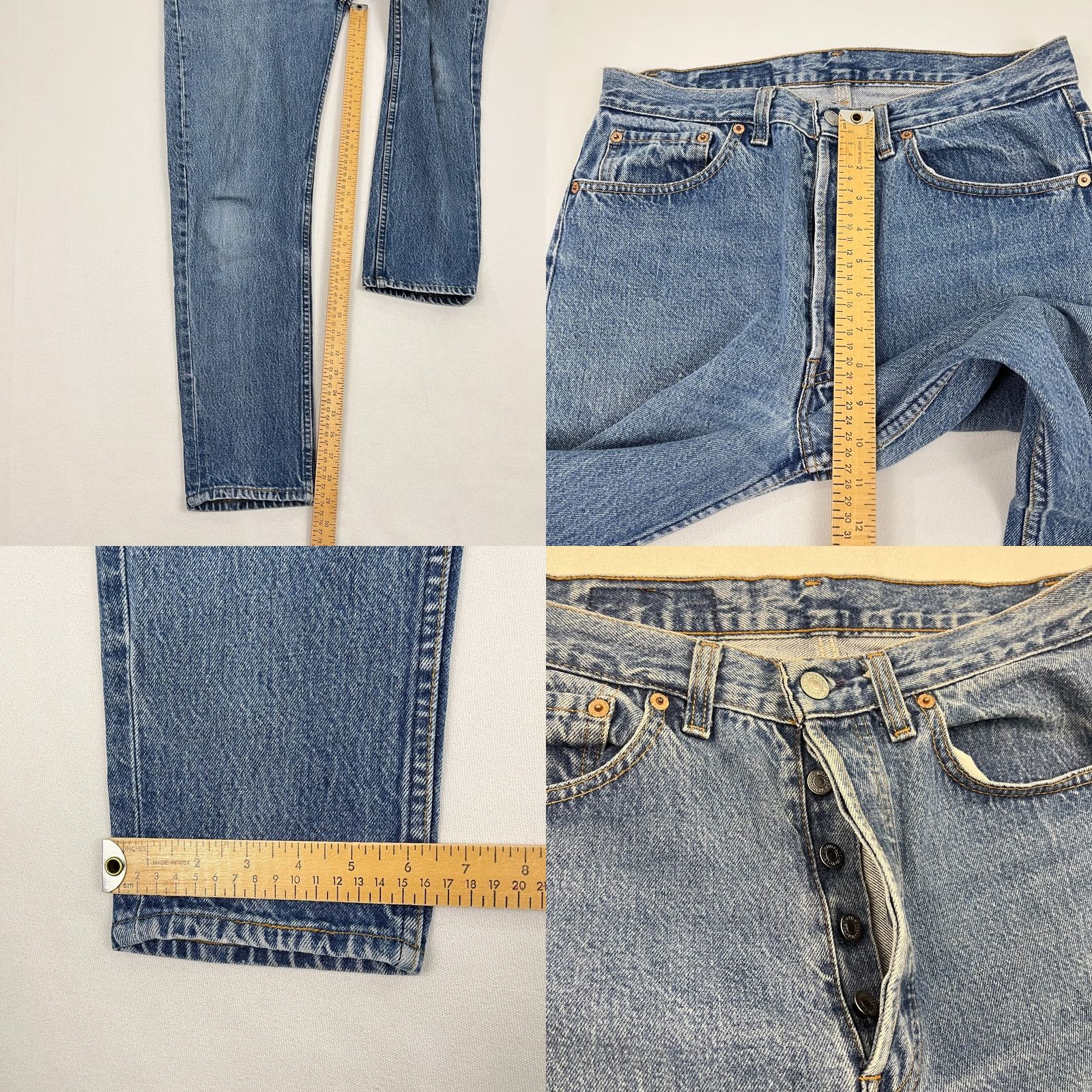 Levi's VINTAGE Levi's 501 Jeans Mens 33 x 29 Blue Denim Button Fly USA Made 1980s 80s Size US 33 - 8 Thumbnail