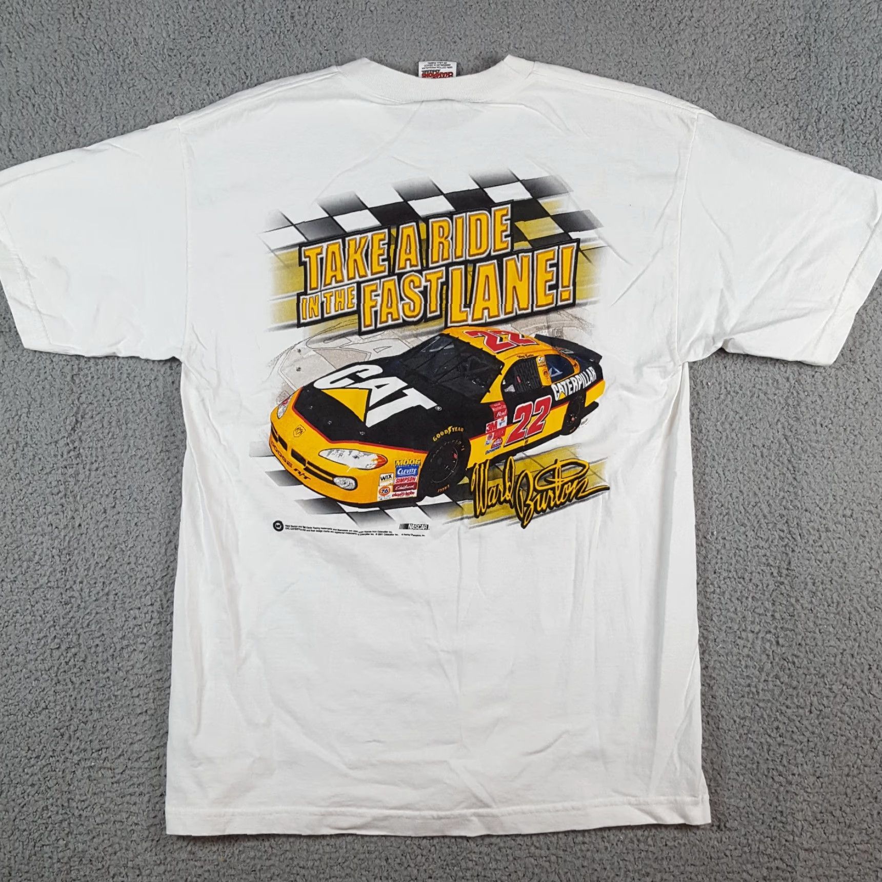 Burton Vintage Y2K Ward Burton CAT Racing NASCAR Size L Retro White T Shirt 00s Size US L / EU 52-54 / 3 - 5 Thumbnail