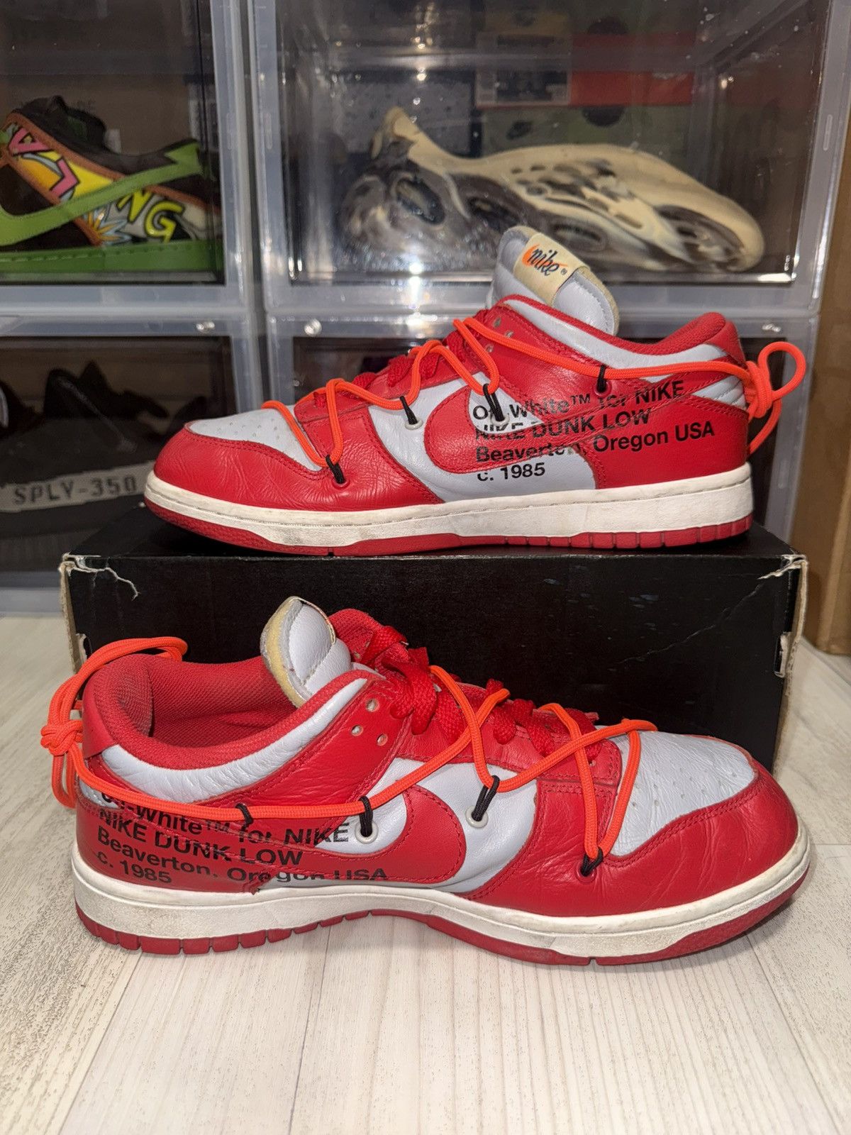 Nike × Off-White Off-White Nike Dunk Low University Red Size US 8 / EU 41 - 3 Thumbnail