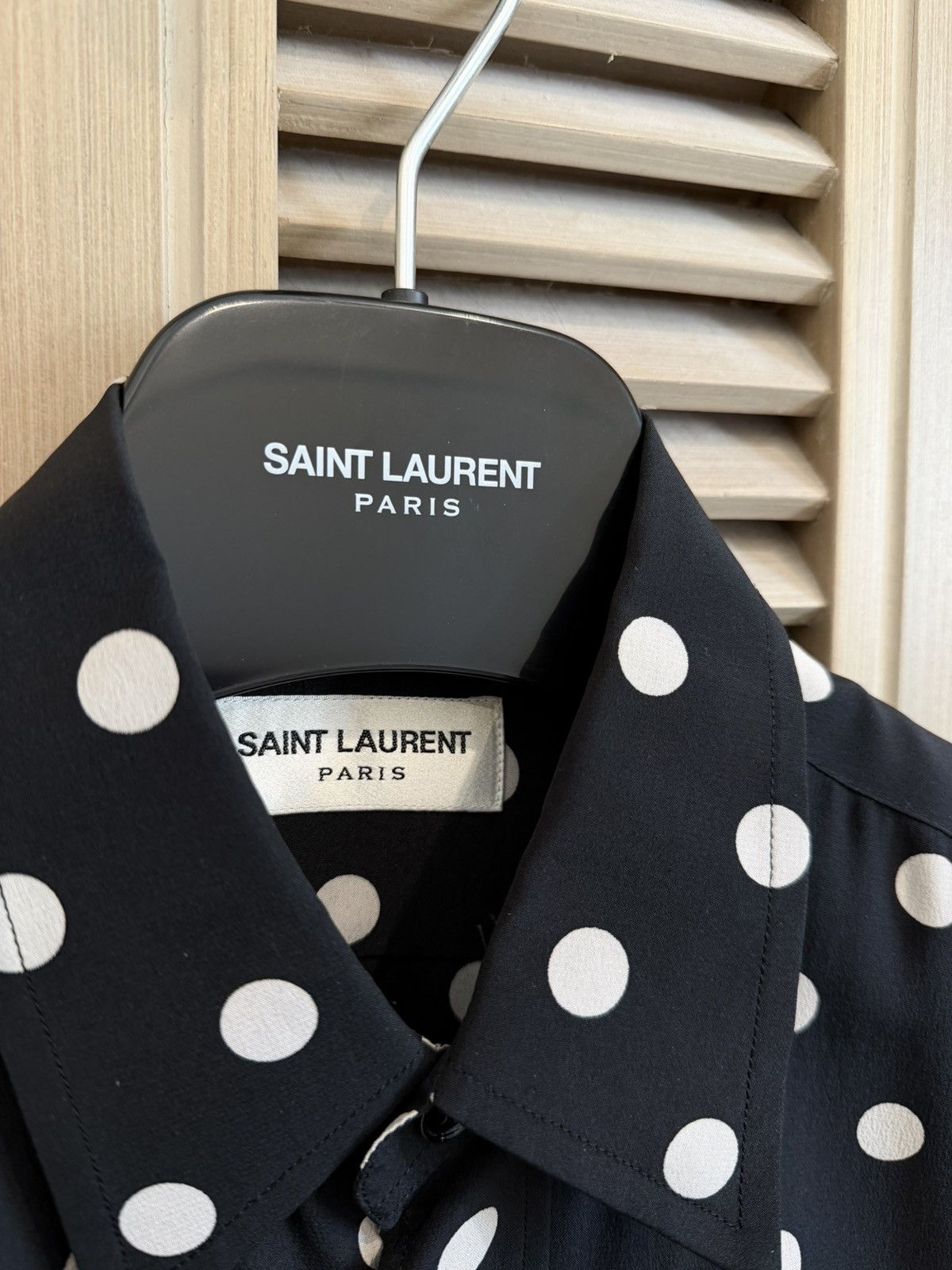 Saint Laurent Paris Saint Laurent FW15 Polka Dot Crepe de Chine Silk Shirt Size US XS / EU 42 / 0 - 4 Thumbnail