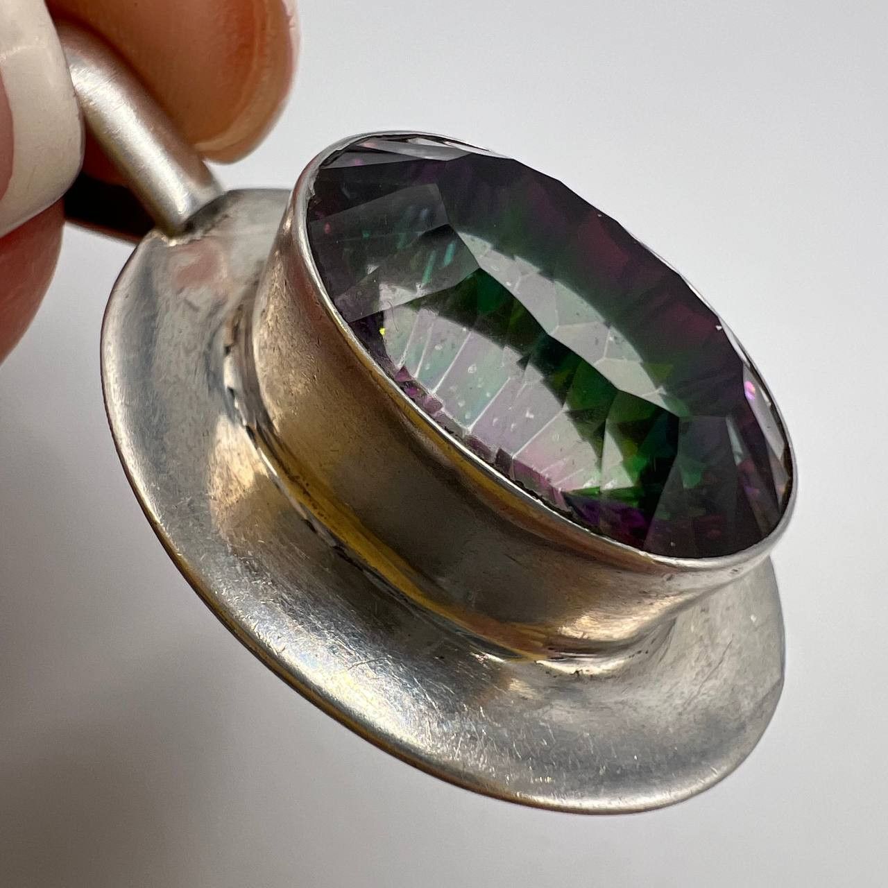 Sterling Silver Vintage Pendant Sterling Silver 925 Gemstone Mystic Topaz Size ONE SIZE - 7 Thumbnail