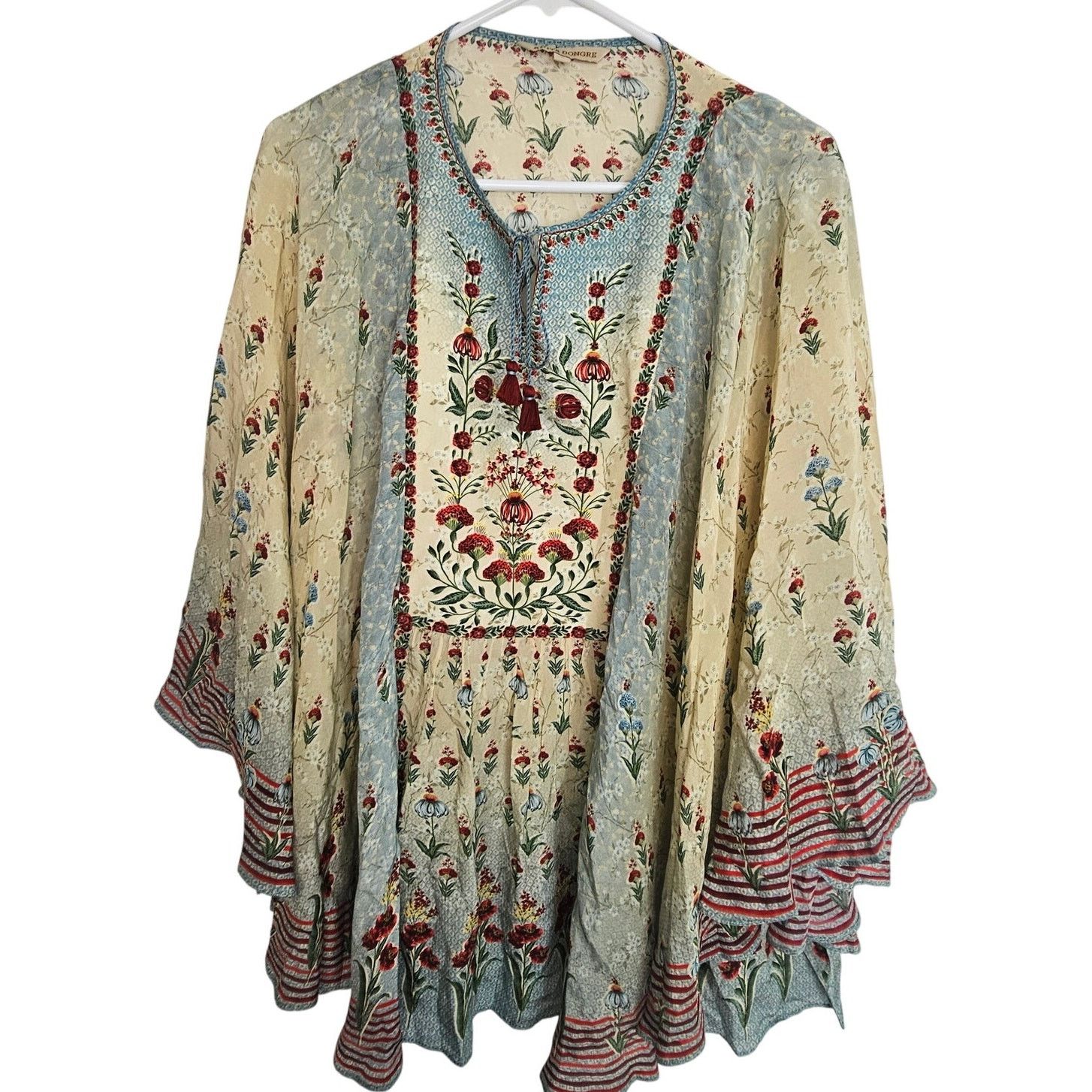 Anime Anita Dongre Womens Floral Tasseled Tunic 16 Flowy Cottage Size XXL / US 16-18 / IT 52-54 - 1 Thumbnail
