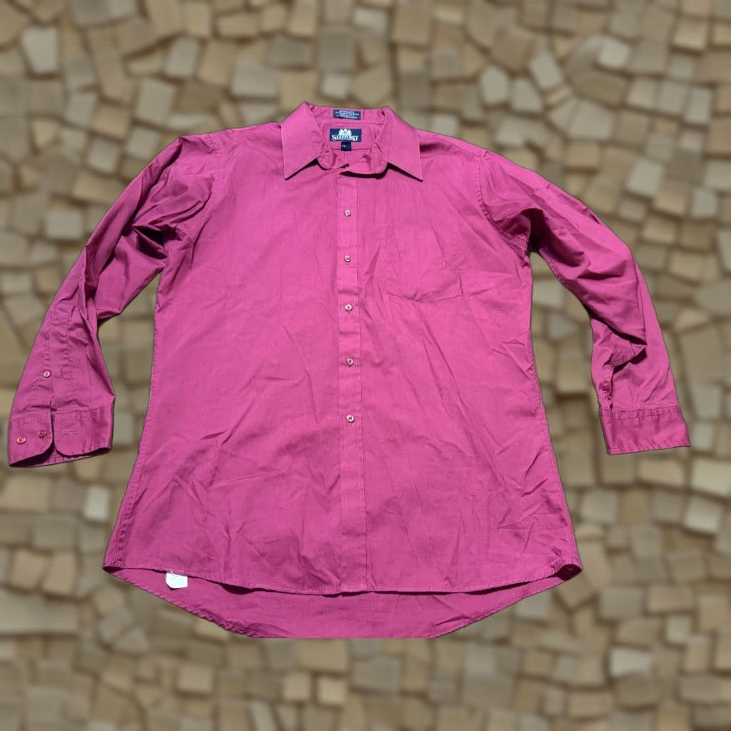 Stafford Stafford Shirt Men's Red Long Sleeve Button-Up Shirt Broadcloth Size US L / EU 52-54 / 3 - 1 Thumbnail