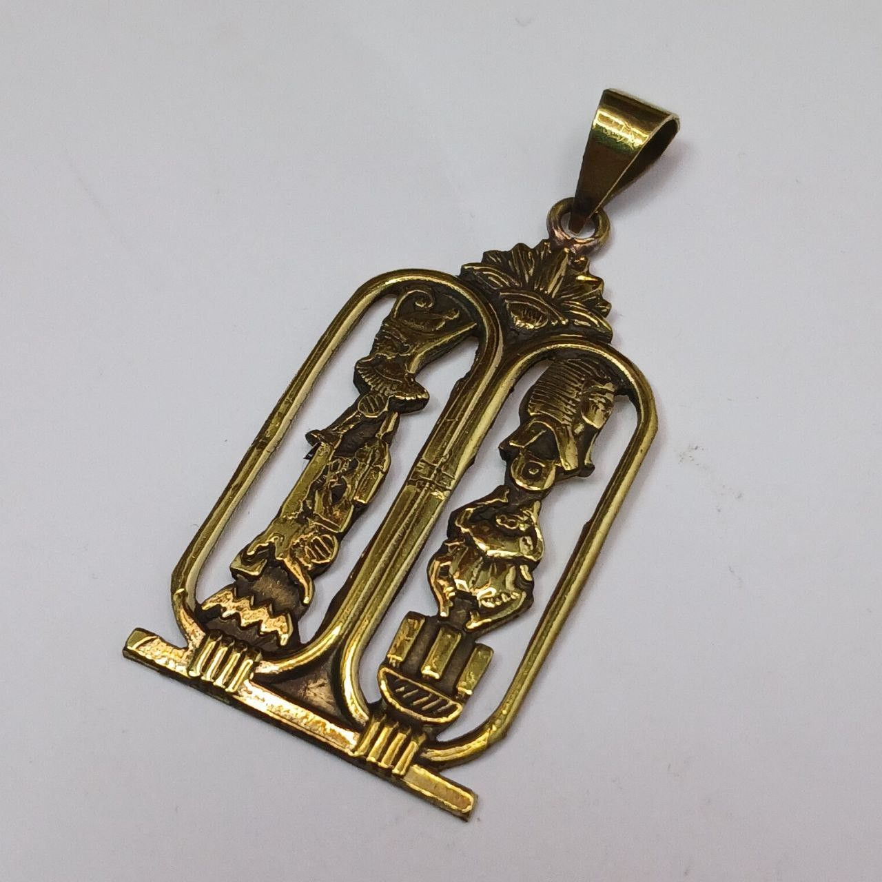 Handmade Elegant Egyptian gold-tone copper cartouche pendant with Size ONE SIZE - 8 Thumbnail