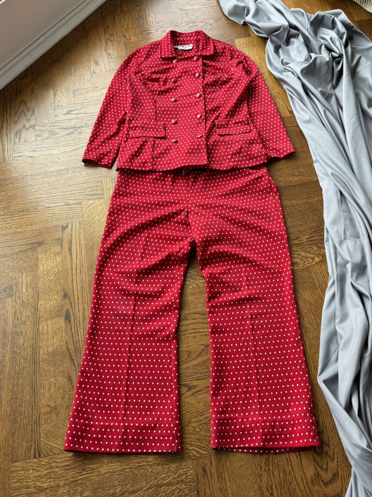 Vintage True Vintage Polka Dot Suit 1970s Two Piece Costume Set Size 34S - 4 Thumbnail