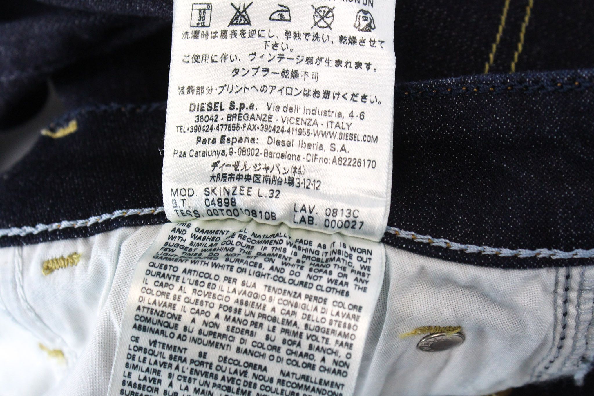 Diesel SKINZEE 0813C W25/L32 Blue Stretch Jeans 71335 Size 25" / US 0 / IT 36 - 8 Thumbnail