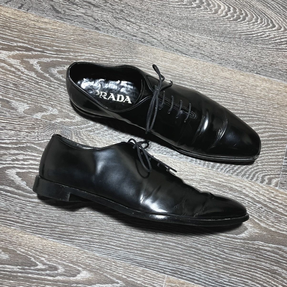 Prada Vintage PRADA Men’s Patent Leather Oxford Black Dress Shoes Size US 7.5 / EU 40-41 - 4 Thumbnail