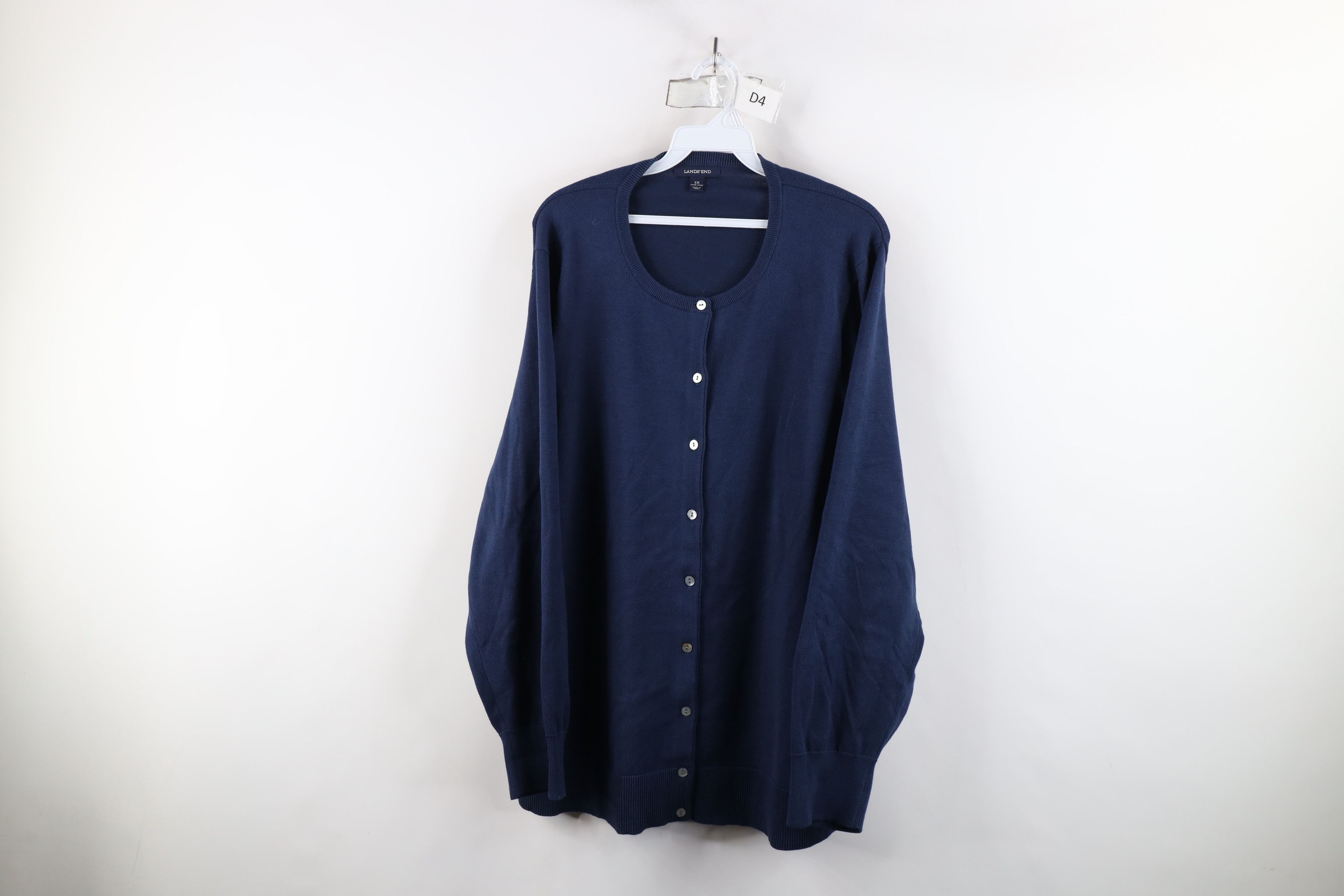 Lands' End × Vintage Vintage Lands End Stretch Cotton Knit Cardigan Sweater Blue Size 3XL / US 20-22 - 1 Thumbnail