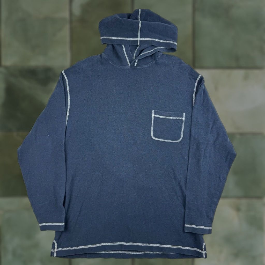Vintage VINTAGE Structure Hoodie Adult Medium Blue Lightweight Hipster 90s Y2K Mens Pullover Size US M / EU 48-50 / 2 - 1 Thumbnail