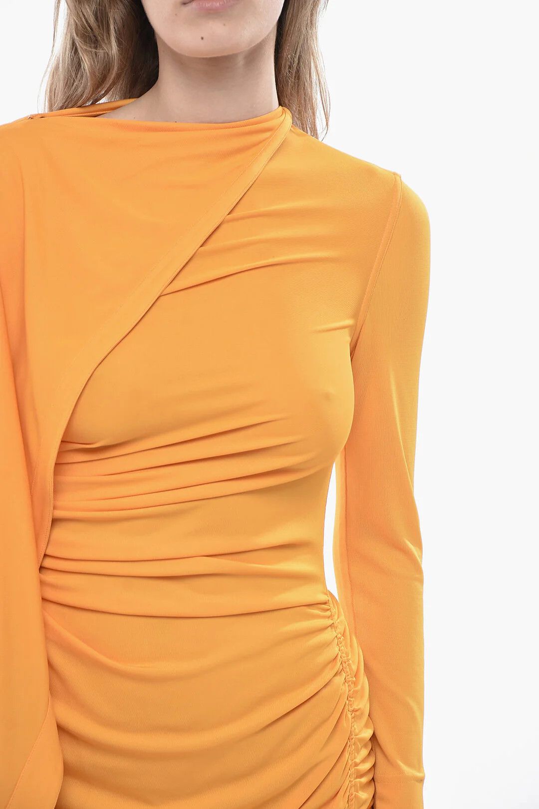 Bottega Veneta og1mm0426 Viscose Midi Dress in Orange Size XS / US 0-2 / IT 36-38 - 3 Thumbnail