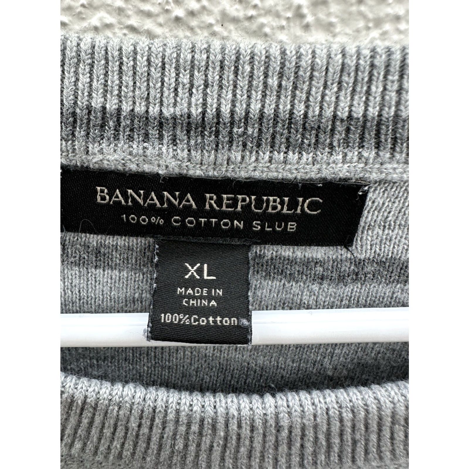 Banana Republic Banana Republic Mens Sweater XL Gray Striped Round Neck Cotton Slub Pullover Knit Regular Size US XL / EU 56 / 4 - 3 Thumbnail