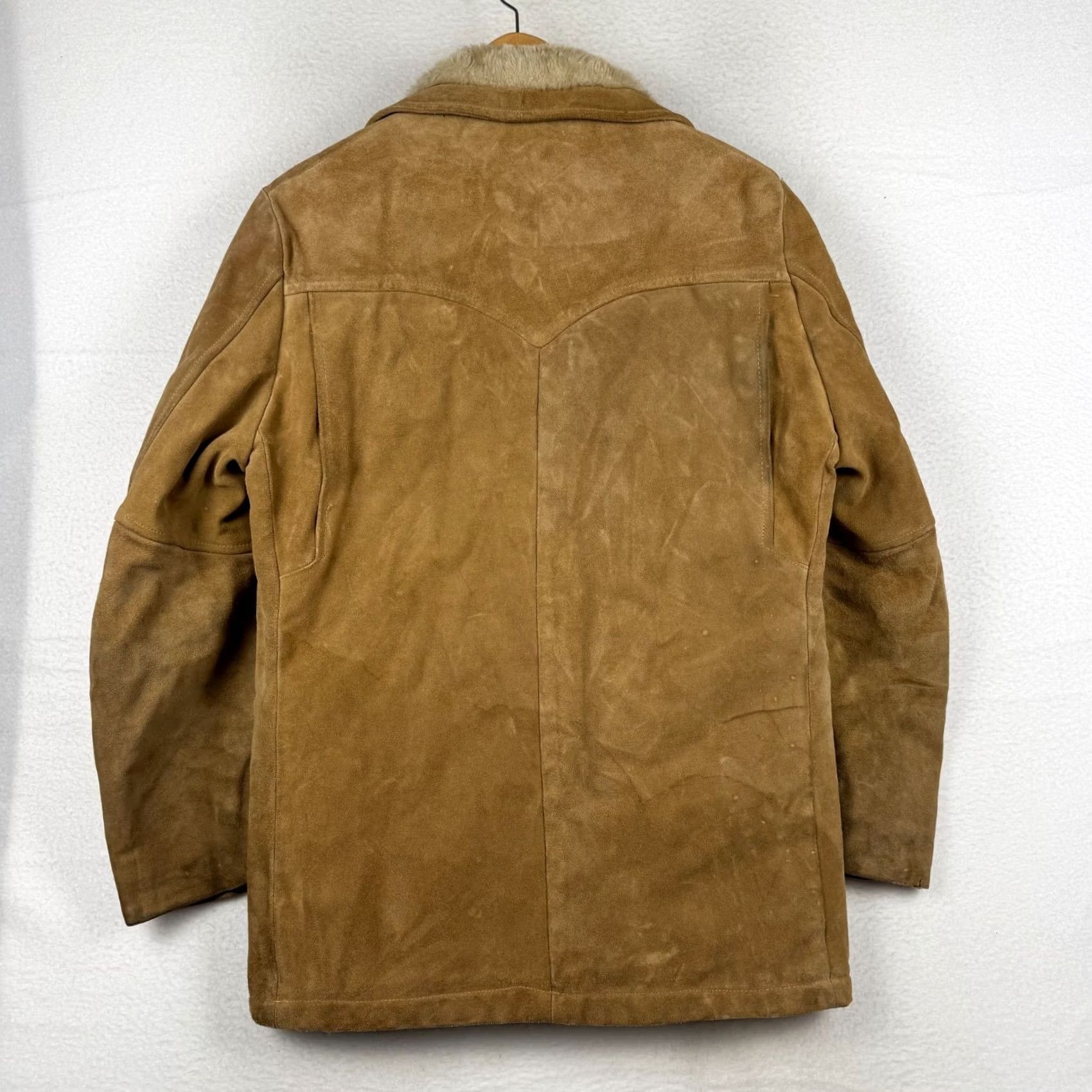Urban Outfitters VINTAGE Outfitters Suede Rancher Western Coat Faux Fur Lined 1970s Mens L Brown Size US L / EU 52-54 / 3 - 7 Thumbnail