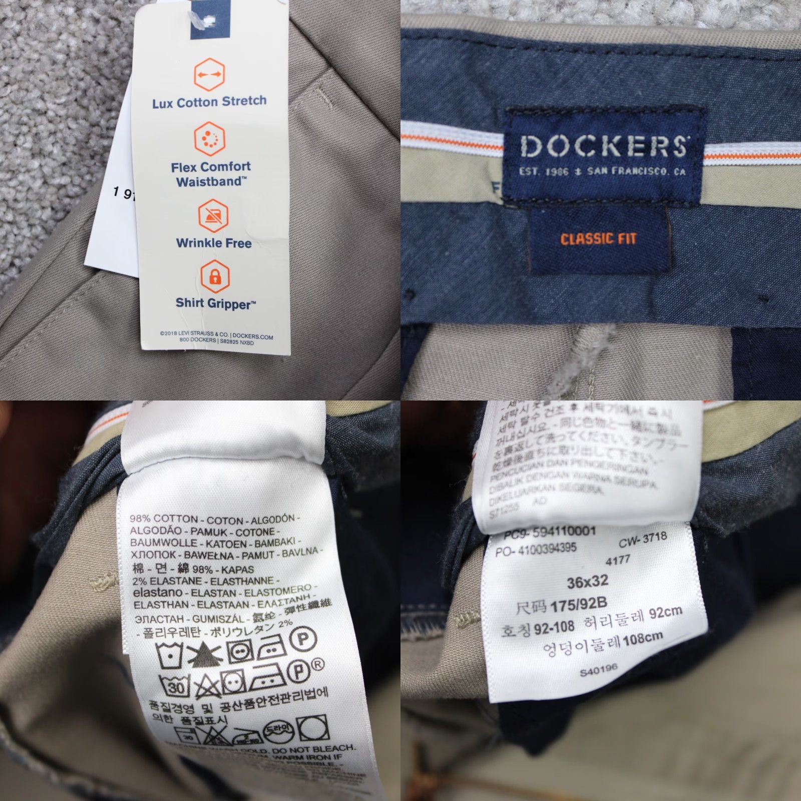 Dockers Dockers Pants Mens 36x32 Beige Signature Khaki Classic Fit Pleated Stretch NWT Size US 36 / EU 52 - 9 Thumbnail