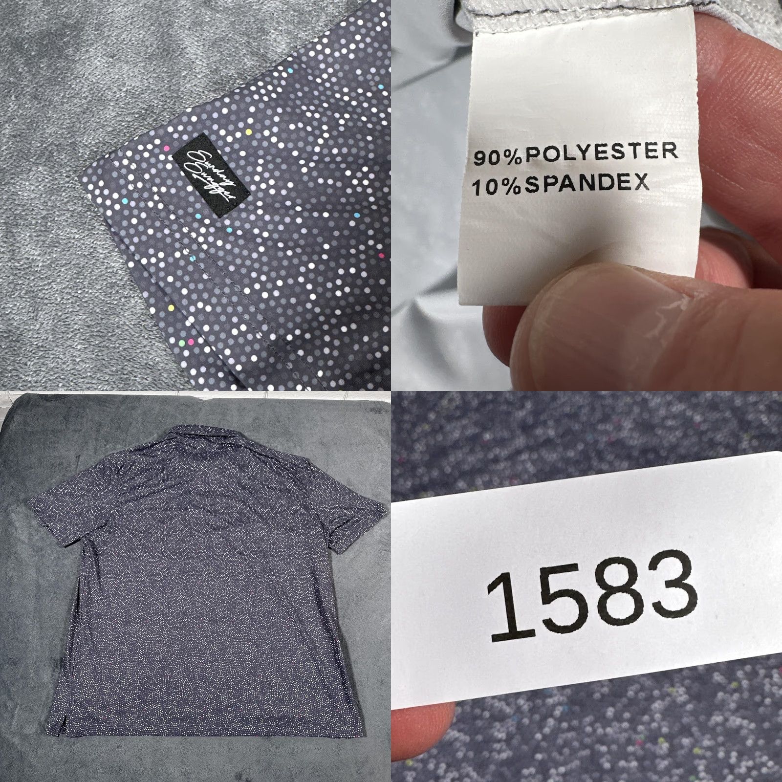 Vintage Sunday Swagger Polo Shirt Mens 2XL Gray Confetti Dot Performance Golf Stretch Size US XXL / EU 58 / 5 - 8 Thumbnail