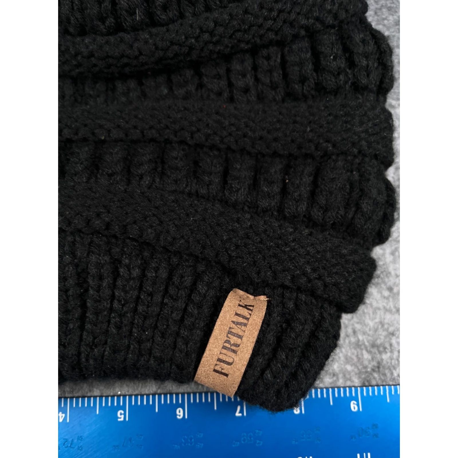 Vintage Furtalk Beanie Toque Womens One Size Black Knit Acrylic Lined Adjustable Lightweight Ski Hat MENS? Size ONE SIZE - 2 Thumbnail