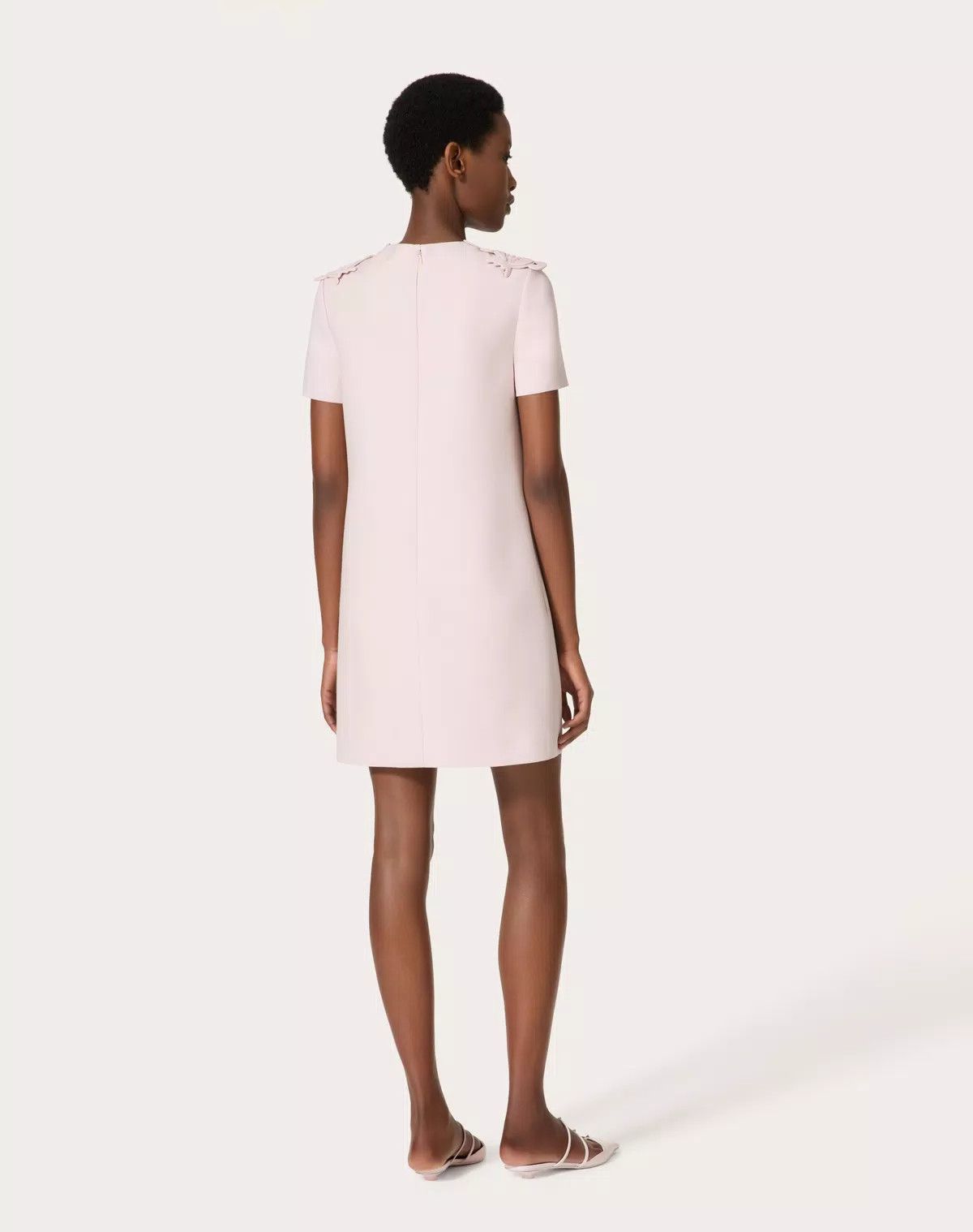 Valentino o1s1wg111125 Embroidered Crepe Couture Short Dress in Pink Size XS / US 0-2 / IT 36-38 - 4 Thumbnail