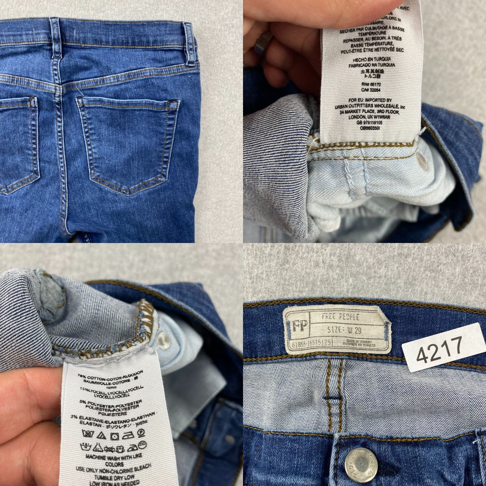 Free People Free People Jeans Womens 29 Blue Button Fly Ankle Fray Distressed Ripped Denim Size 29" - 9 Thumbnail