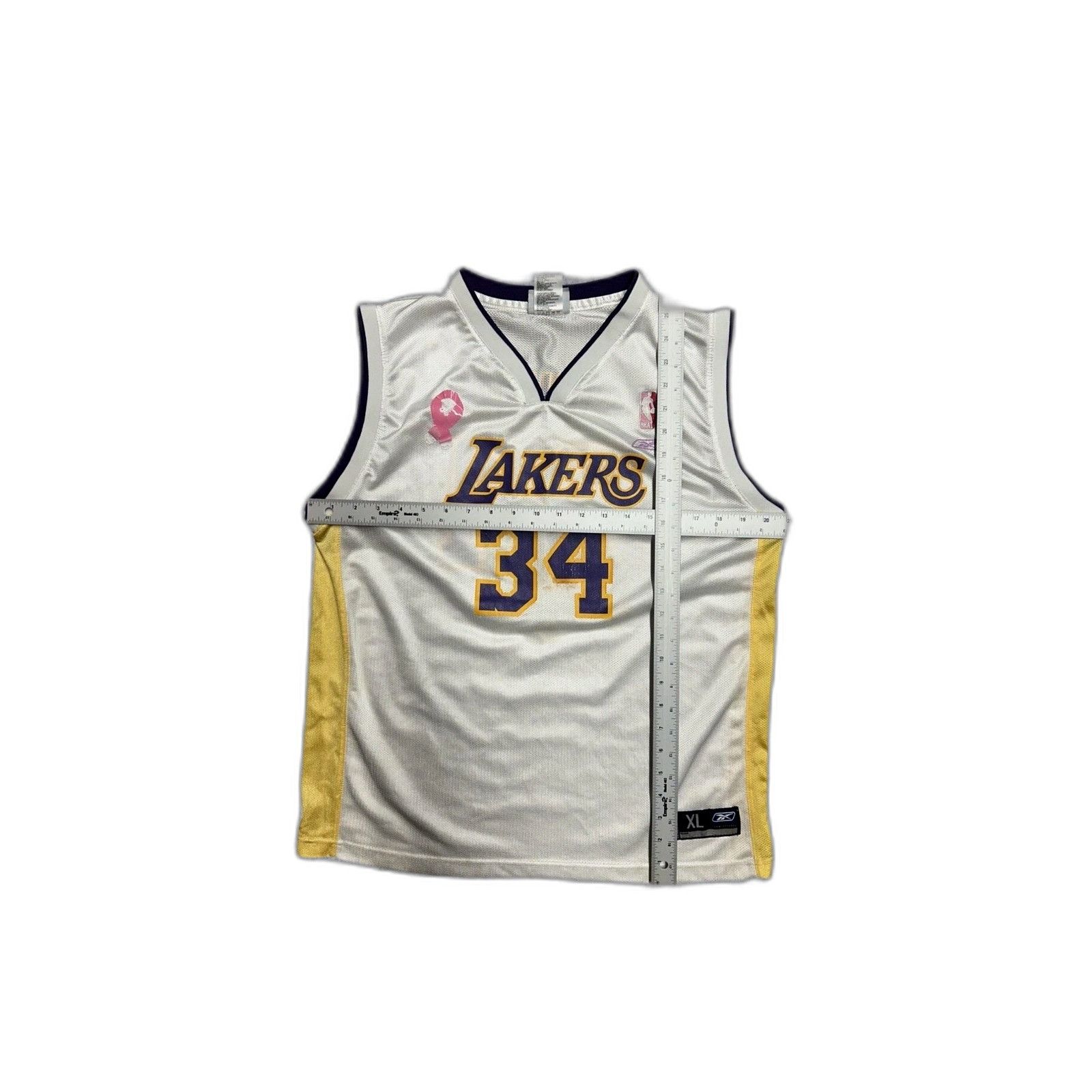 Reebok Vintage Reebok Shaq Lakers Breast Cancer Jersey White 1Authe Size US XL / EU 56 / 4 - 4 Thumbnail