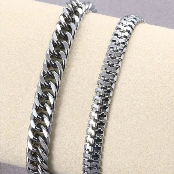 Other 2Pcs Stainless Steel Men Bracelet Size ONE SIZE - 2 Thumbnail