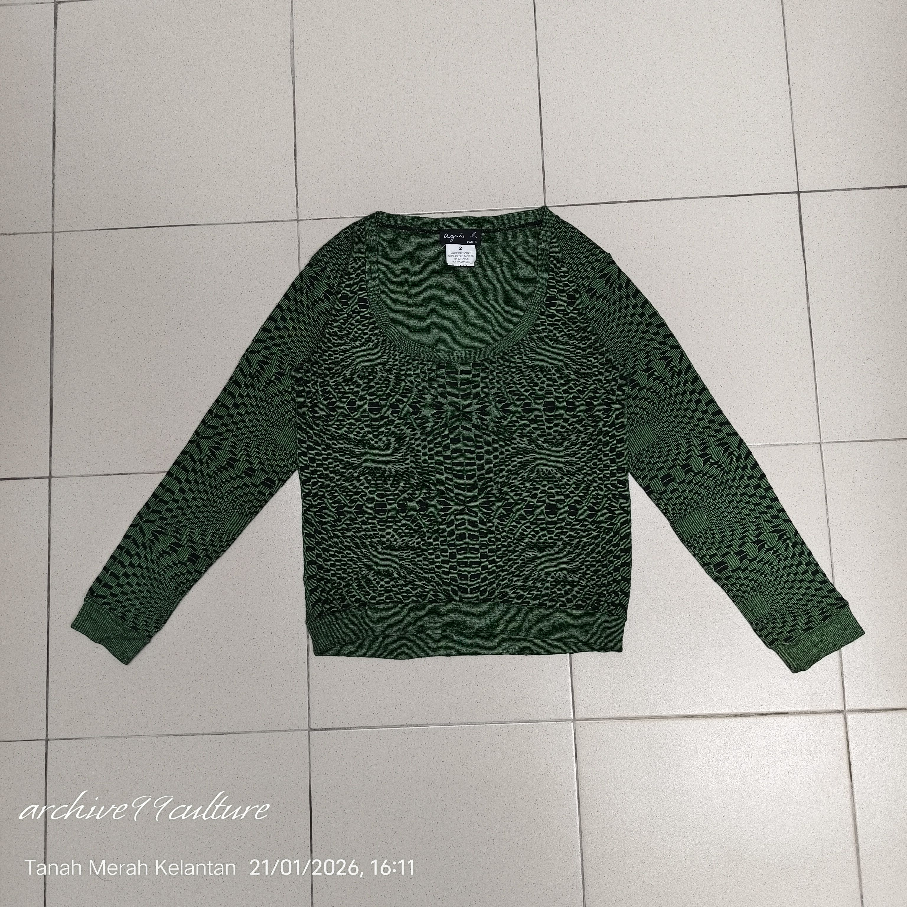 agnes b. Archive 90's cotton knit abstract sweater made in France Size XS / US 0-2 / IT 36-38 - 1 Thumbnail