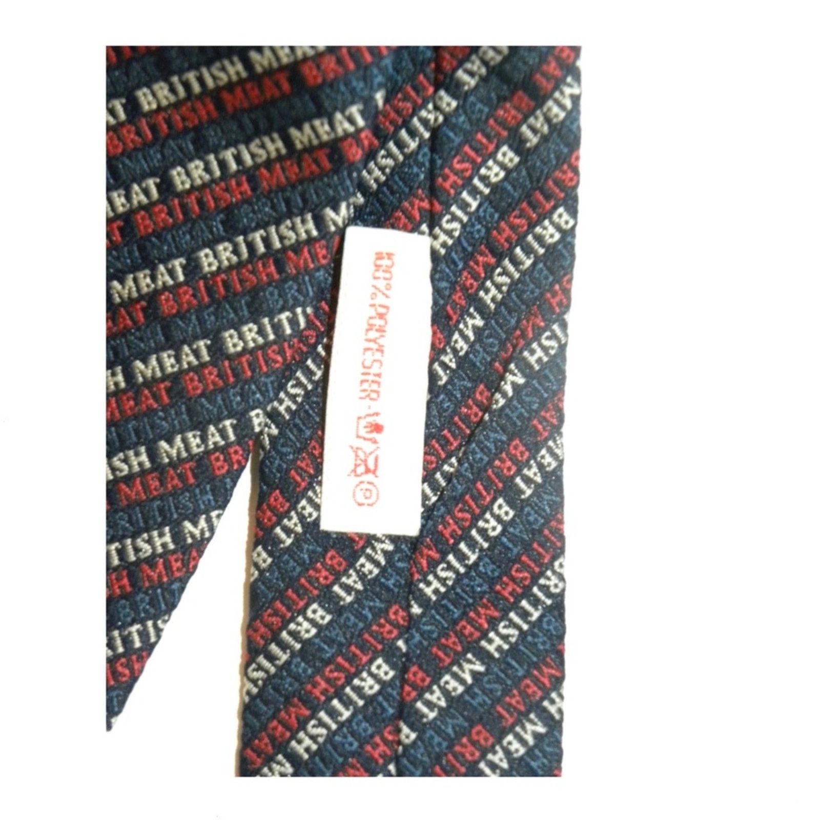 Vintage 60's MOD Tie "British Meat" Promo Pop Art LOGO Advertising Size ONE SIZE - 5 Thumbnail