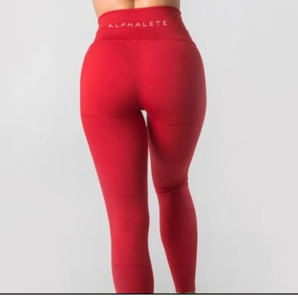 Alphalete Athletics NWOT ALPHALETE OG Revival high rise red workout leggings Sm Size 26" / US 2 / IT 38 - 1 Thumbnail