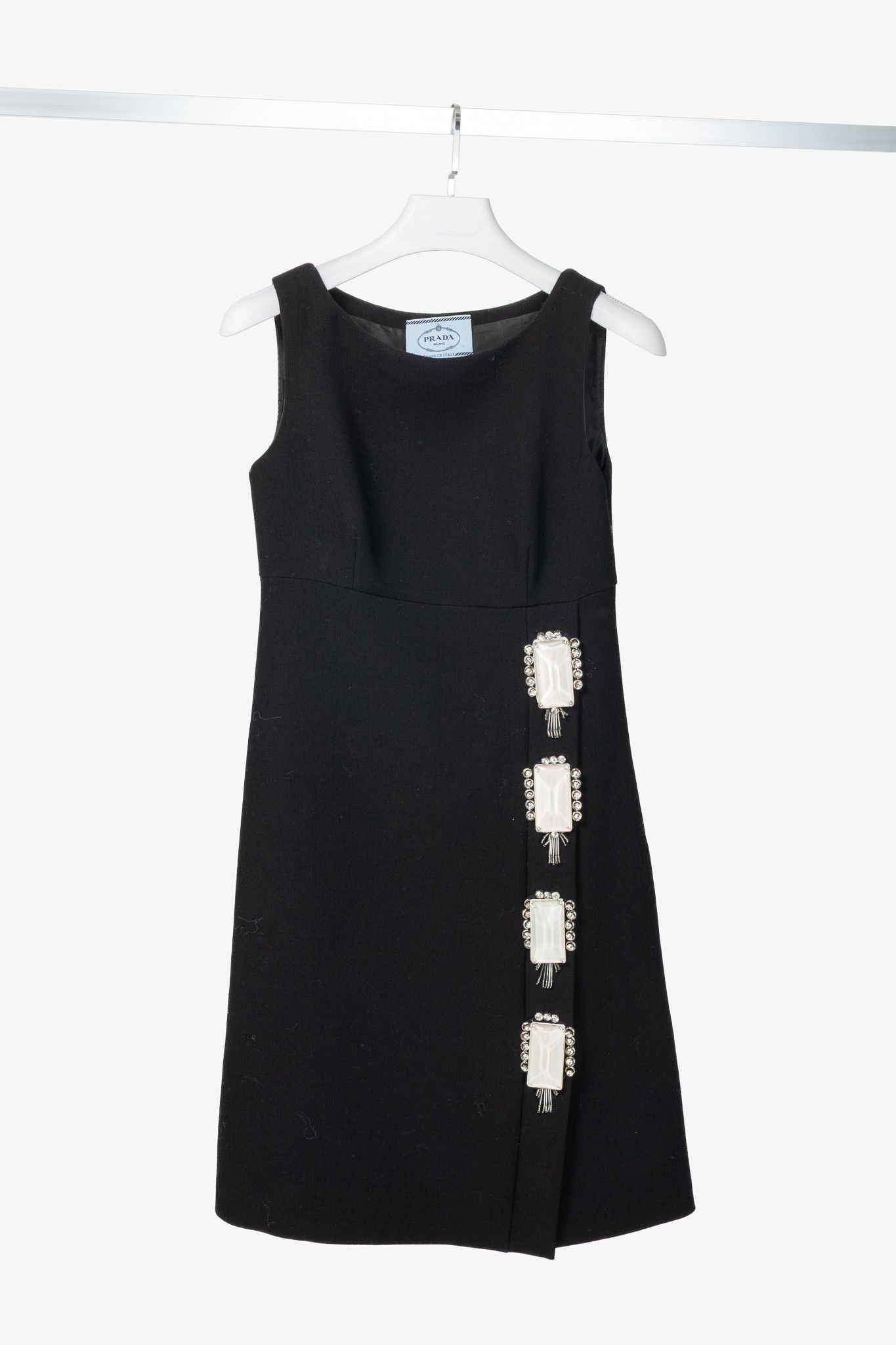 Prada Prada AW12 Black Wool-Crepe Crystal-Embellished Dress Size S / US 4 / IT 40 - 1 Thumbnail