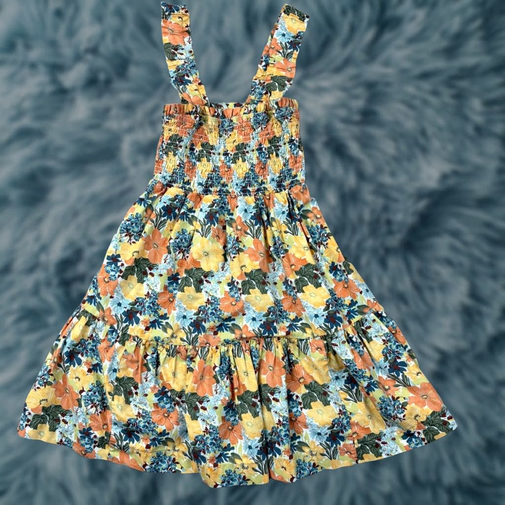 Abercrombie & Fitch VINTAGE Abercrombie & Fitch Floral Smocked Mini Dress Yellow Orange Blue Ruffle Size MT Size M / US 6-8 / IT 42-44 - 1 Thumbnail