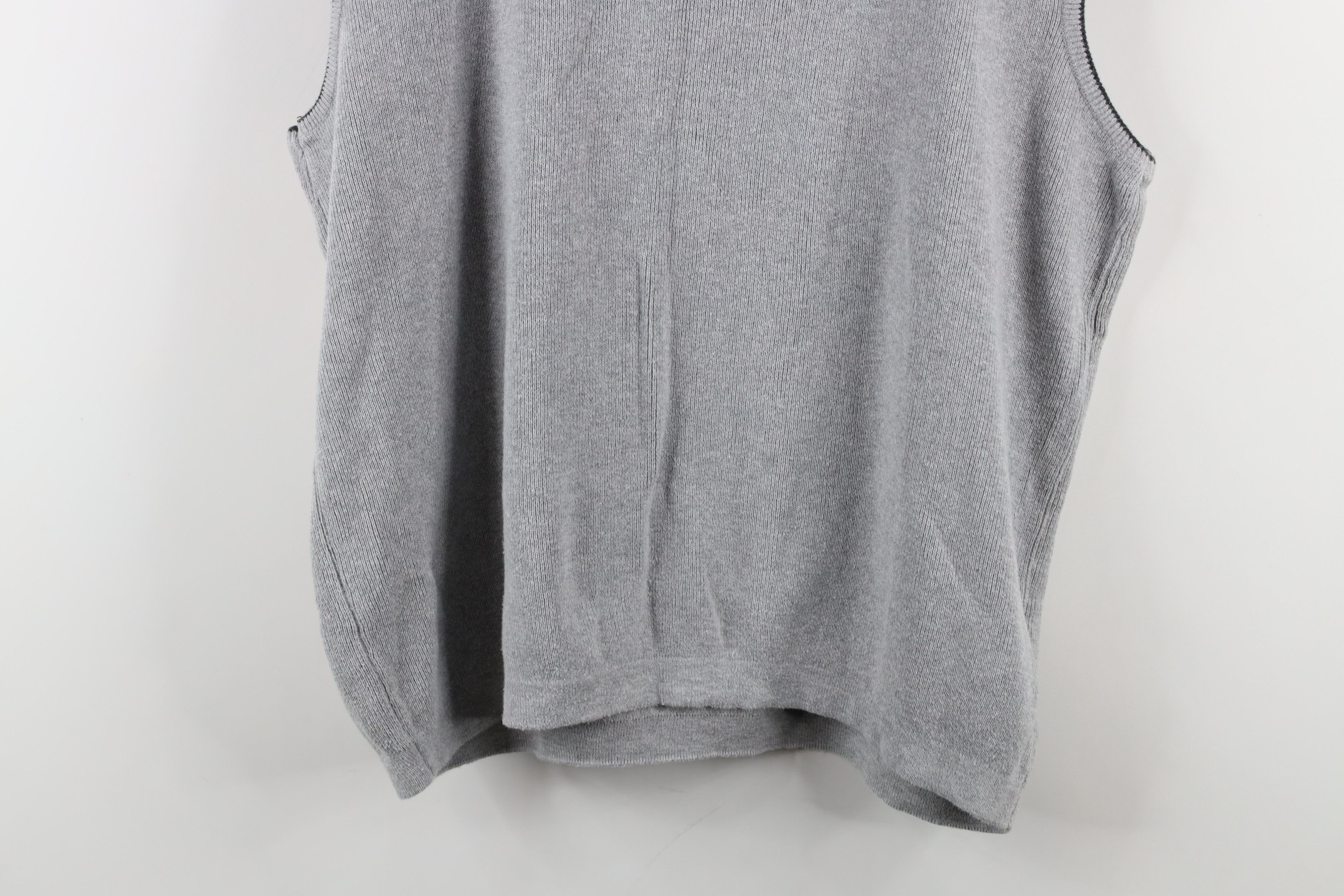 Vintage Vintage 90s Streetwear Cotton Ribbed Knit Sweater Vest Gray Size US XL / EU 56 / 4 - 10 Thumbnail