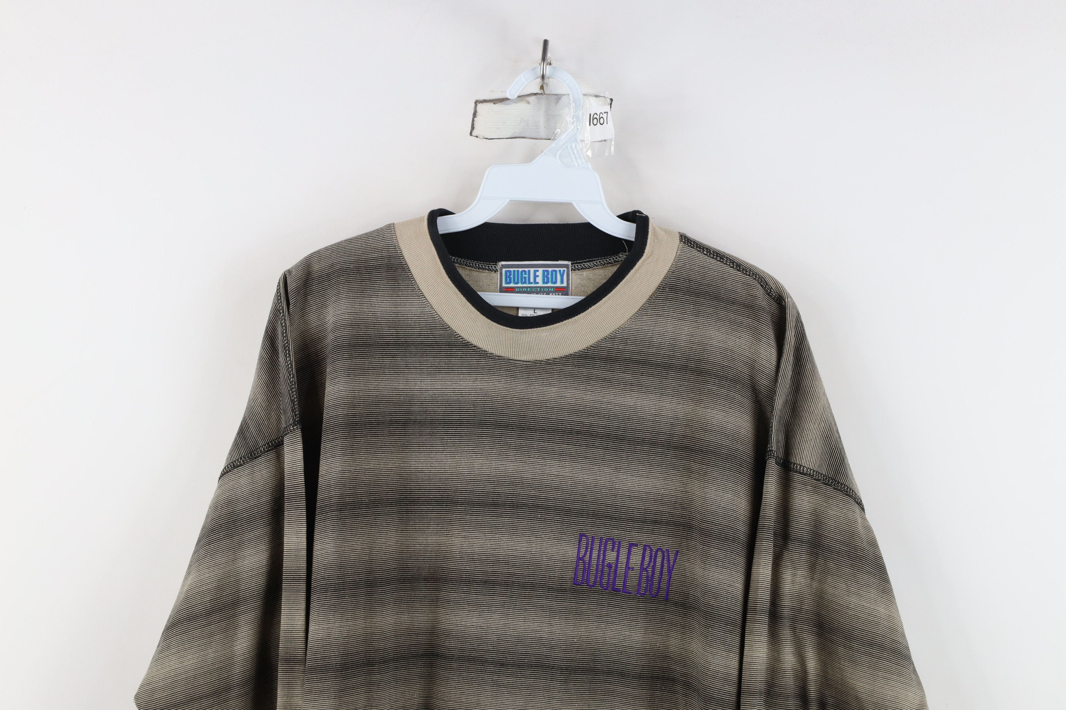 Vintage Vintage 90s Bugle Boy Striped Baggy Fit 3/4 Sleeve T-Shirt Size US L / EU 52-54 / 3 - 2 Thumbnail