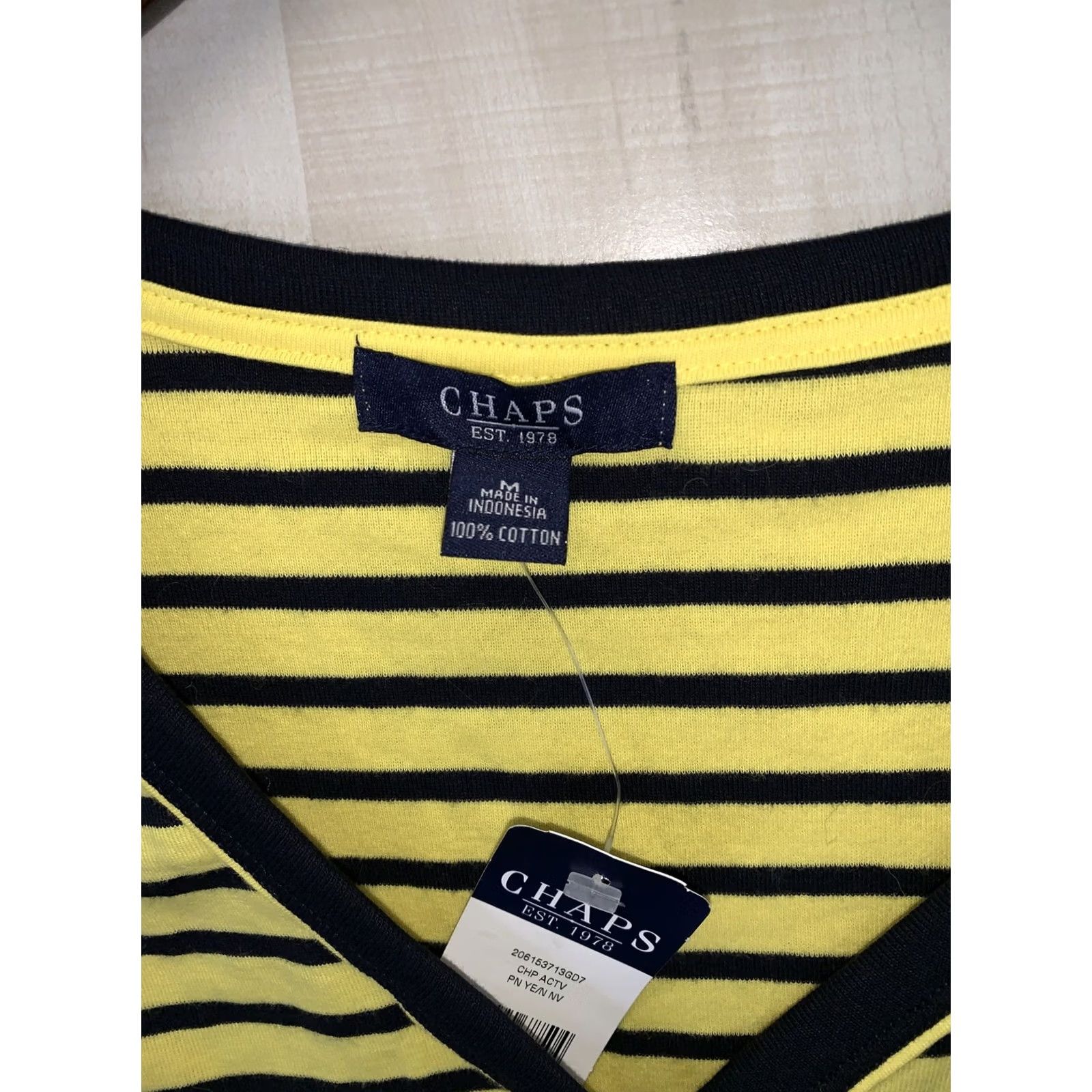 Chaps Chaps Tank Top Womens M Blue Yellow NWT Striped Sleeveless V-Neck Casual Shirt 100% Cotton Modern Basic Size M / US 6-8 / IT 42-44 - 2 Thumbnail