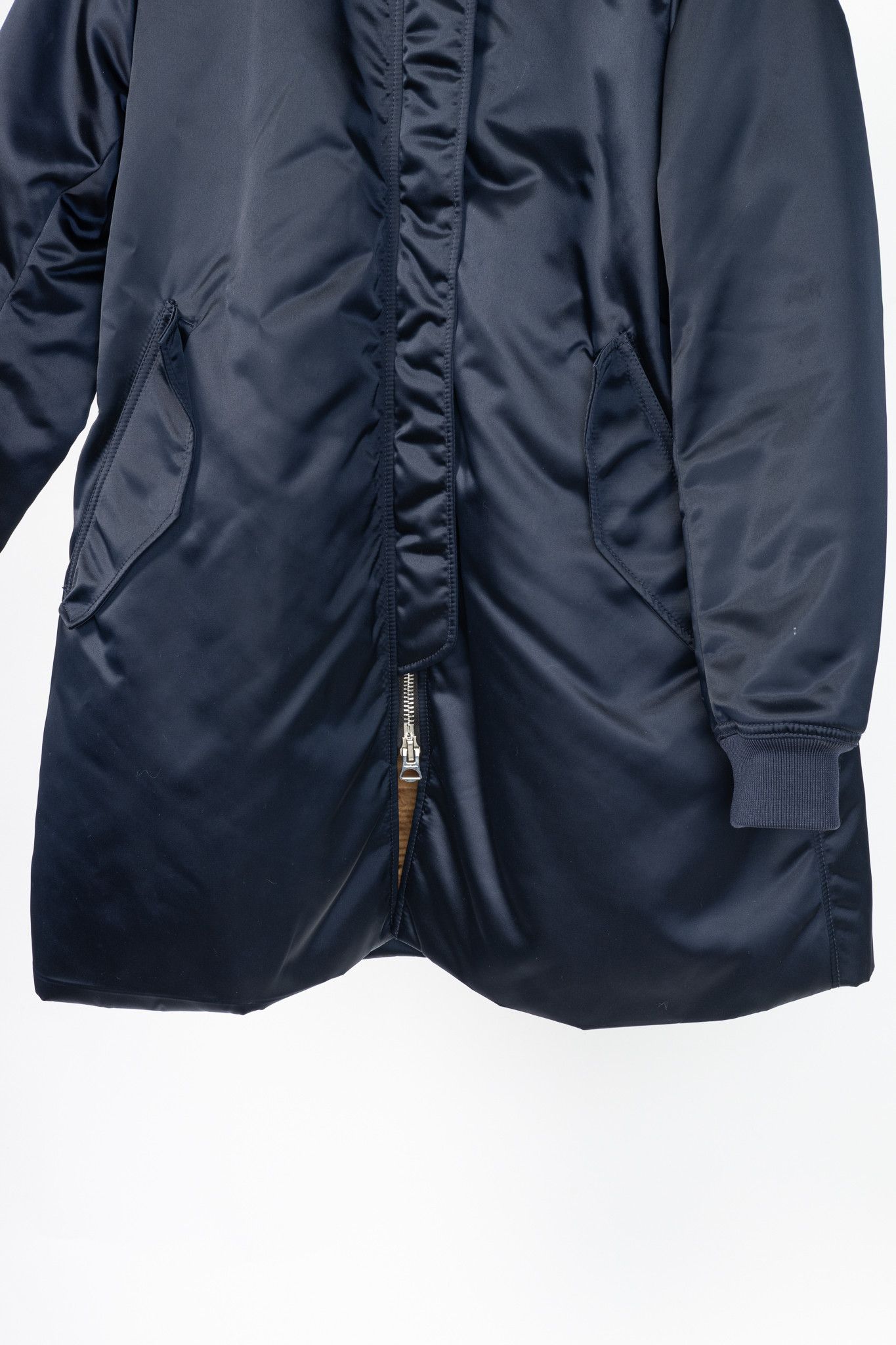 Acne Studios Acne Studios Aude Navy Nylon Long Bomber Jacket Size XS / US 0-2 / IT 36-38 - 9 Thumbnail