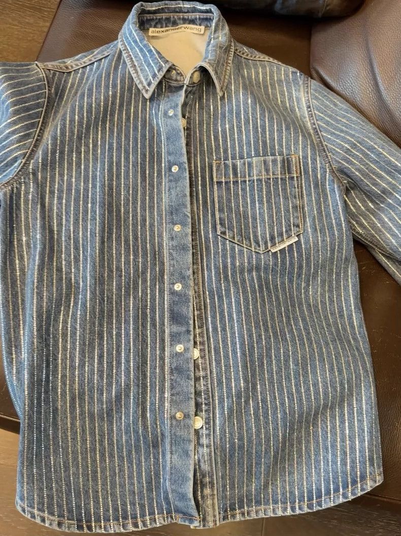 Alexander Wang Alexander Wang Denim Jacket with Diamonds- Size XS / US 0-2 / IT 36-38 - 2 Thumbnail