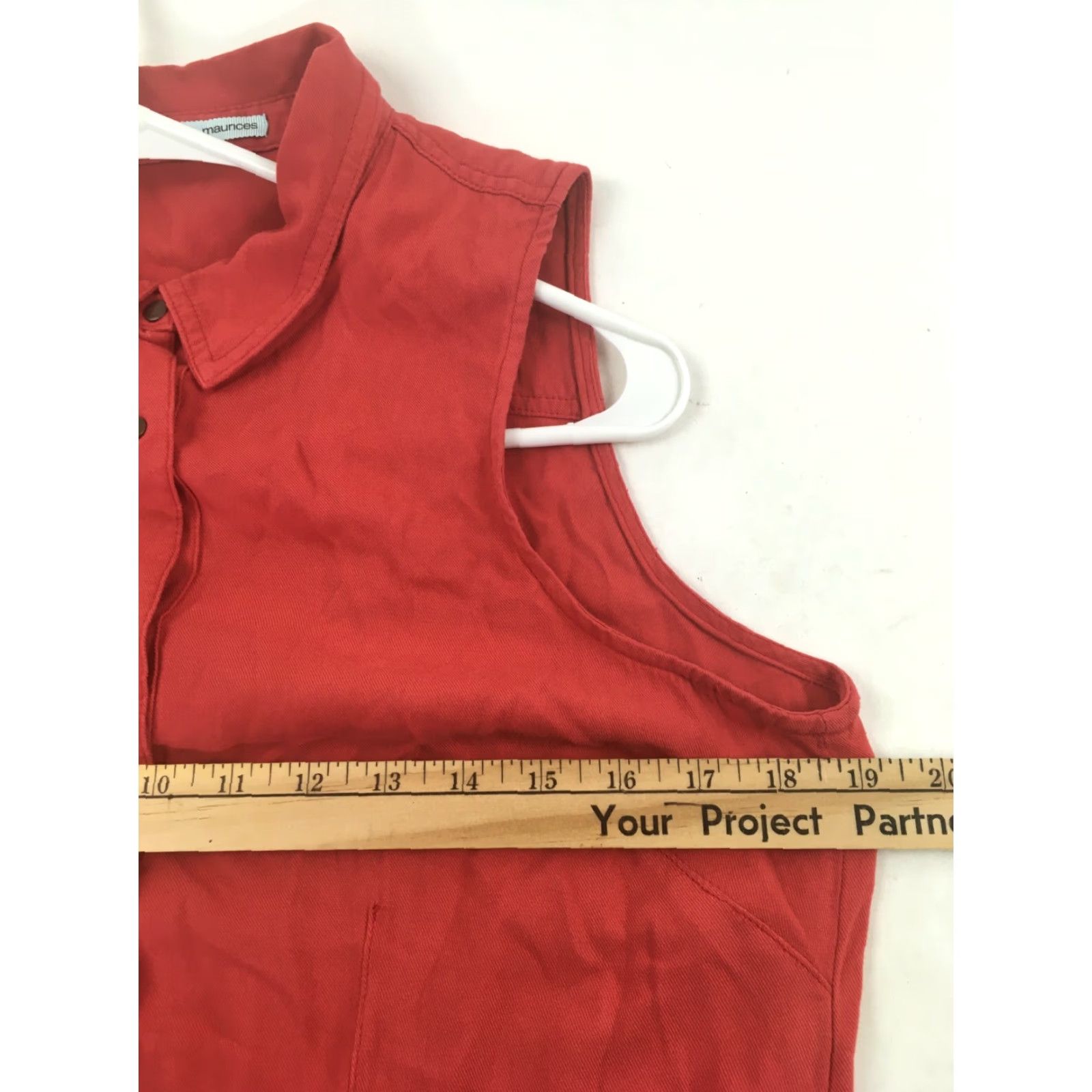 Vintage Maurices Shirt Dress M Red Casual Button Up Sleeveless Collared Back Keyhole Back Womens Size 32" / US 10 / IT 46 - 3 Thumbnail