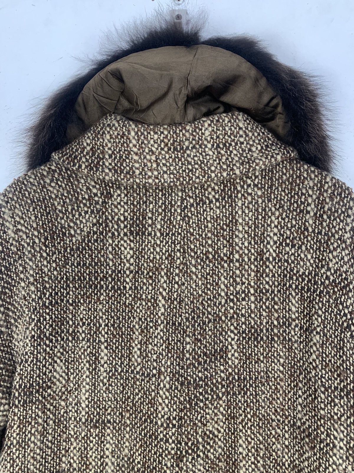 Fendi Fendi Italian Luxury vVintage Brown Tweed Wool Coat Fur Size L / US 10 / IT 46 - 11 Thumbnail