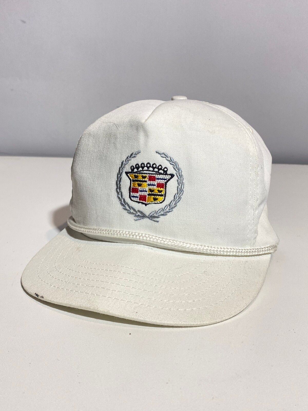 Pre-owned Cadillac X Made In Usa 80's Cadillac Made In Usa Cap Snapback Racing Hype Y2k In White