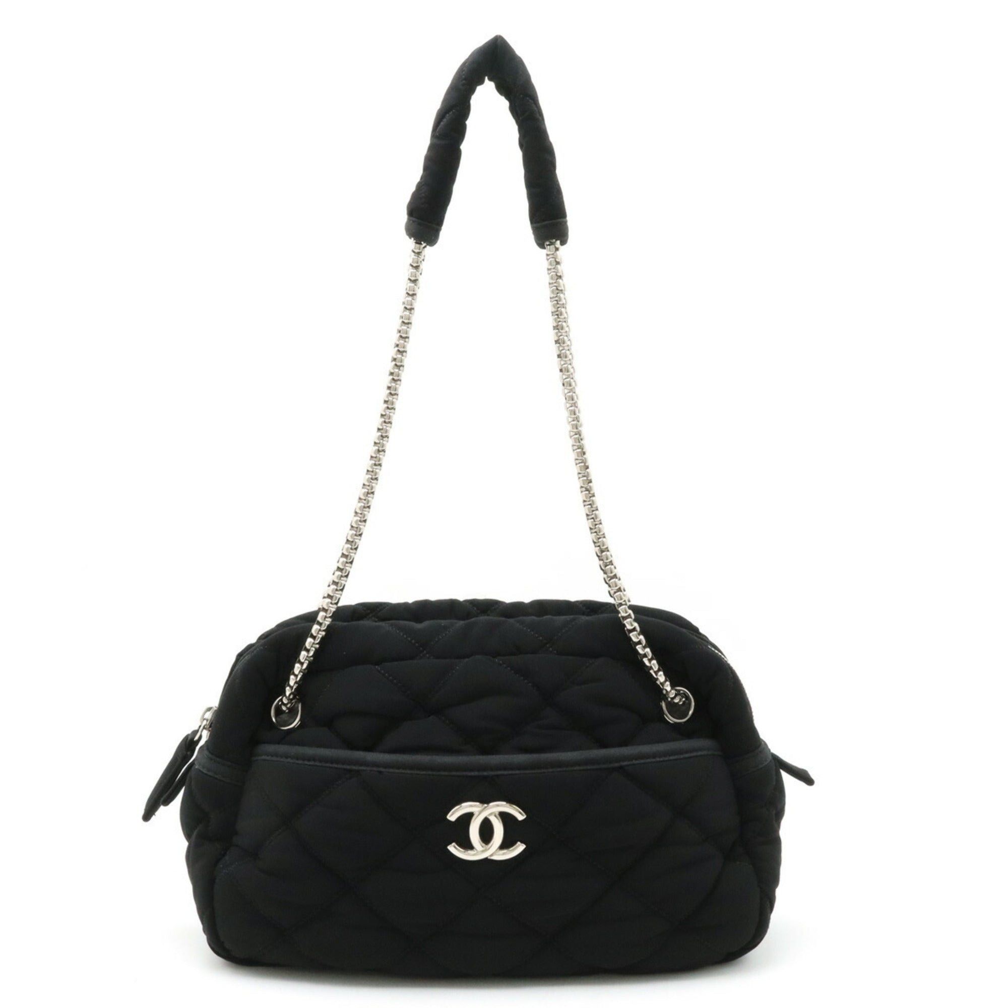 image of Chanel Bubble Quilt Chain Shoulder Bag Cotton Jersey Black 6168, Women's